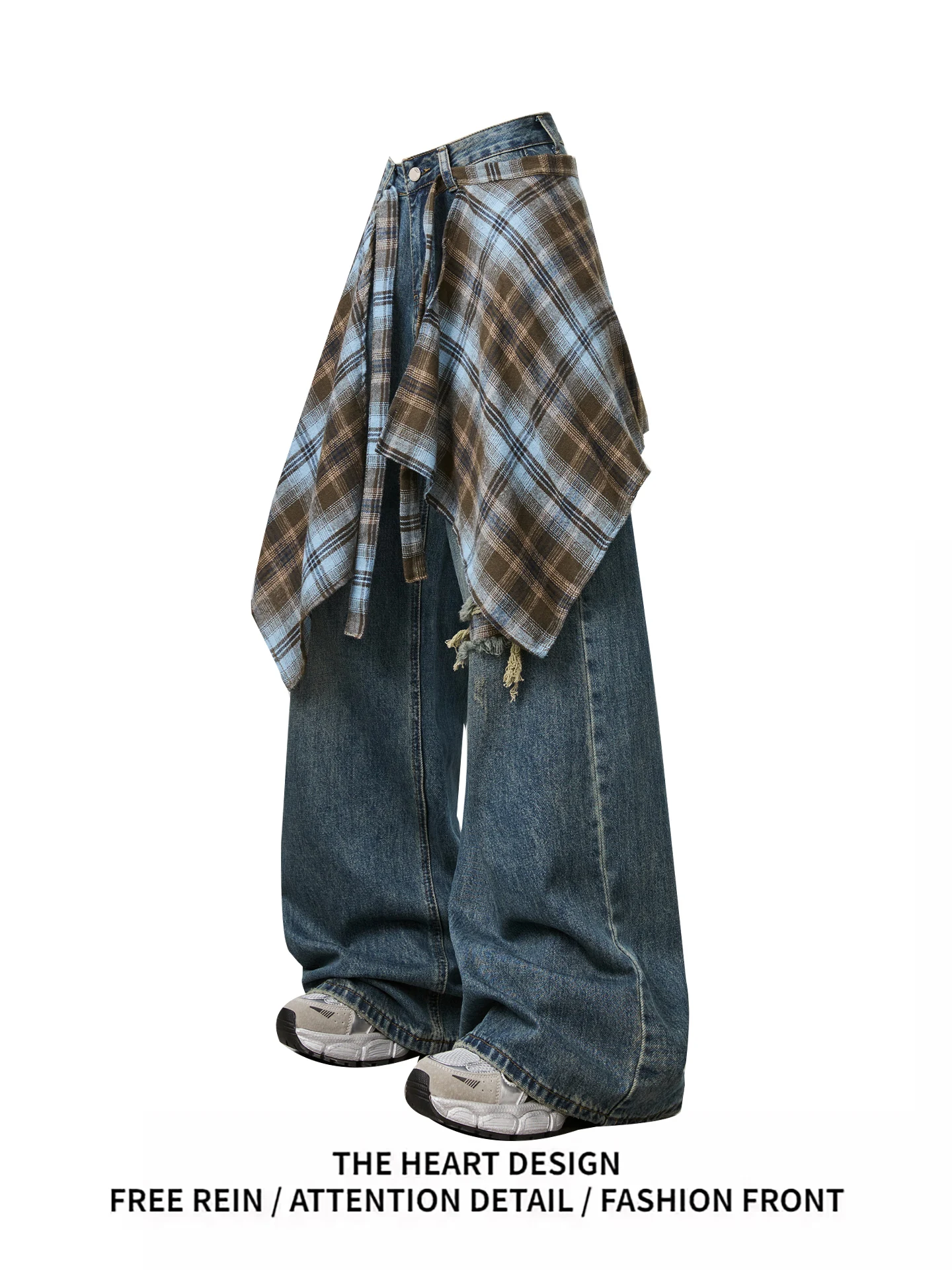 Retro American Style Denim Pants Women's Autumn Winter Plaid Wide Leg Pants High Waist Tear Design Patchwork Blue Jeans
Retro American Style Denim Pants Women's Autumn Winter Plaid Wide Leg Pants High Waist Tear Design Patchwork Blue Jeans