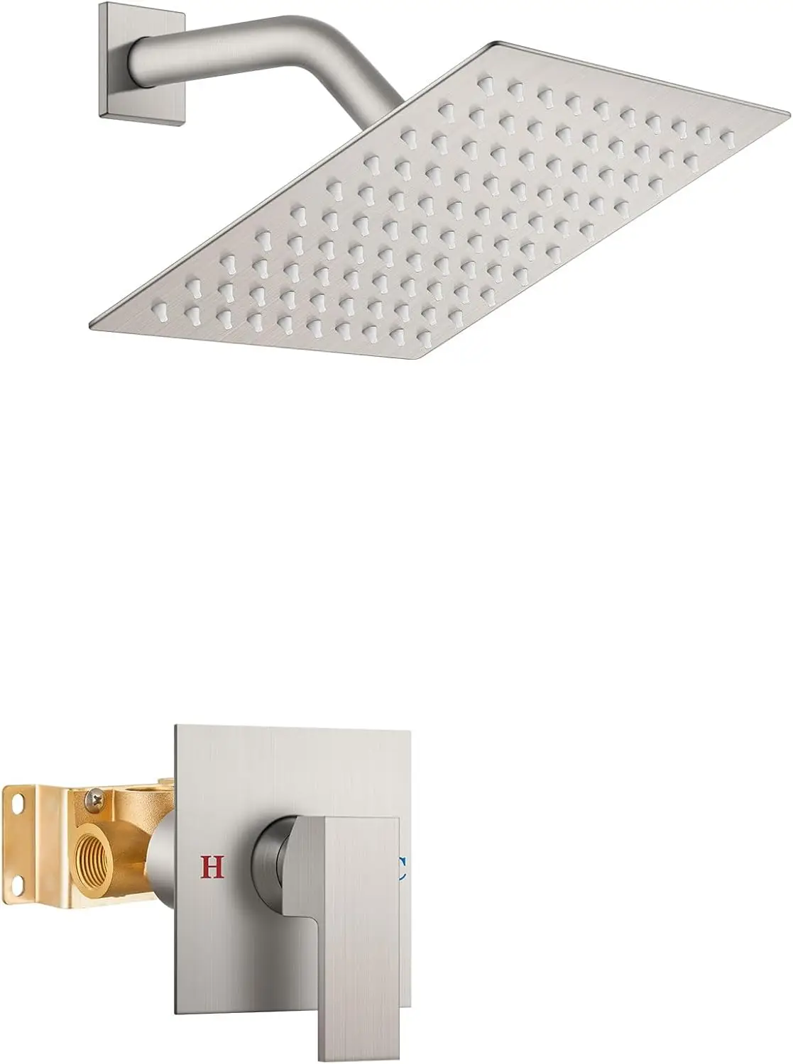 8 Inch Square Rain Shower System Single Handle Brushed Nickel Shower Faucet Set with Rough-In Valve
8 Inch Square Rain Shower System Single Handle Brushed Nickel Shower Faucet Set with Rough-In Valve