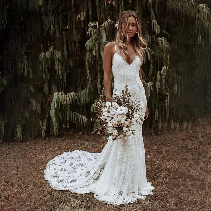 Customized Elegant Beach Strapless Mermaid Boho Wedding Dresses For Women 2025 Detachable Train Bride Gown vestidos de novia
Customized Elegant Beach Strapless Mermaid Boho Wedding Dresses For Women 2025 Detachable Train Bride Gown vestidos de novia