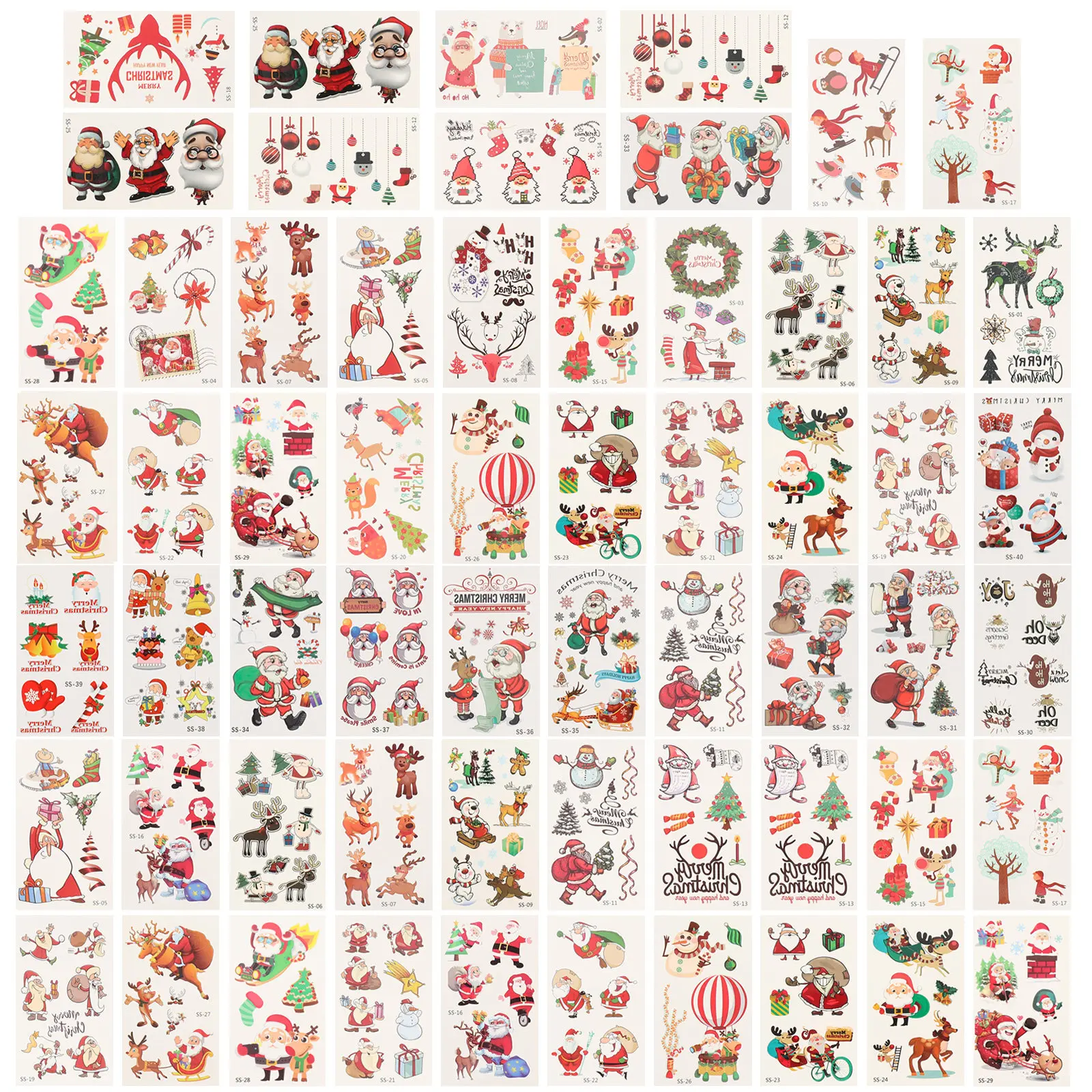 60pcs Christmas Tattoos Stickers Waterproof Kids Body Decals Cartoon Xmas Face Makeup Glitter Safe Classic Design Festival Gift
60pcs Christmas Tattoos Stickers Waterproof Kids Body Decals Cartoon Xmas Face Makeup Glitter Safe Classic Design Festival Gift