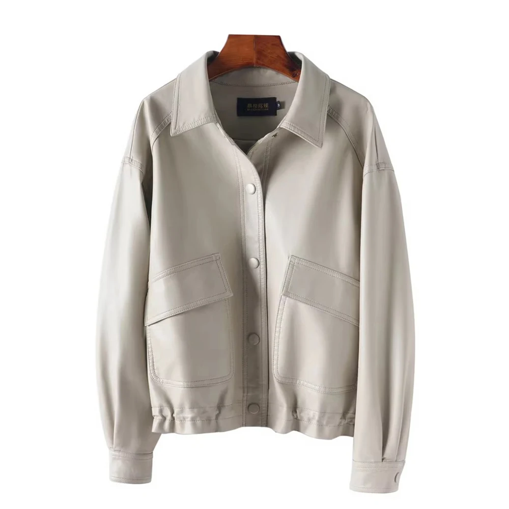 New Women Split Leather Jacket Spring Autumn Fashion Turn-down Collar Single Breasted Loose Jacket Casual Simplicity Short Coat
New Women Split Leather Jacket Spring Autumn Fashion Turn-down Collar Single Breasted Loose Jacket Casual Simplicity Short Coat