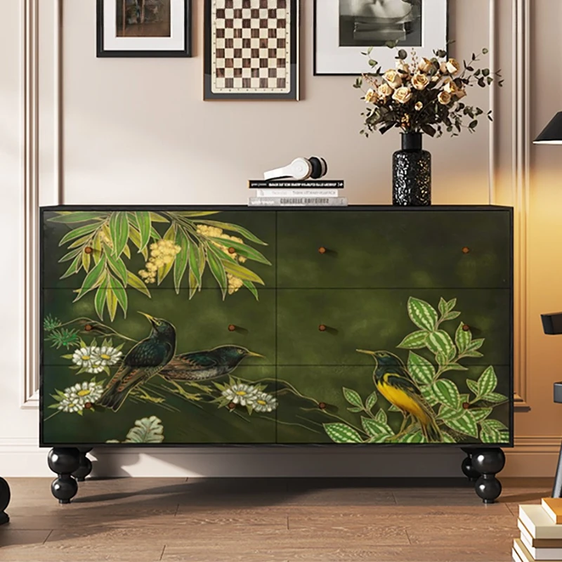 Green medieval flower household living room entrance storage cabinet,bedroom dressing table solid wood six-bucket drawer cabinet
Green medieval flower household living room entrance storage cabinet,bedroom dressing table solid wood six-bucket drawer cabinet