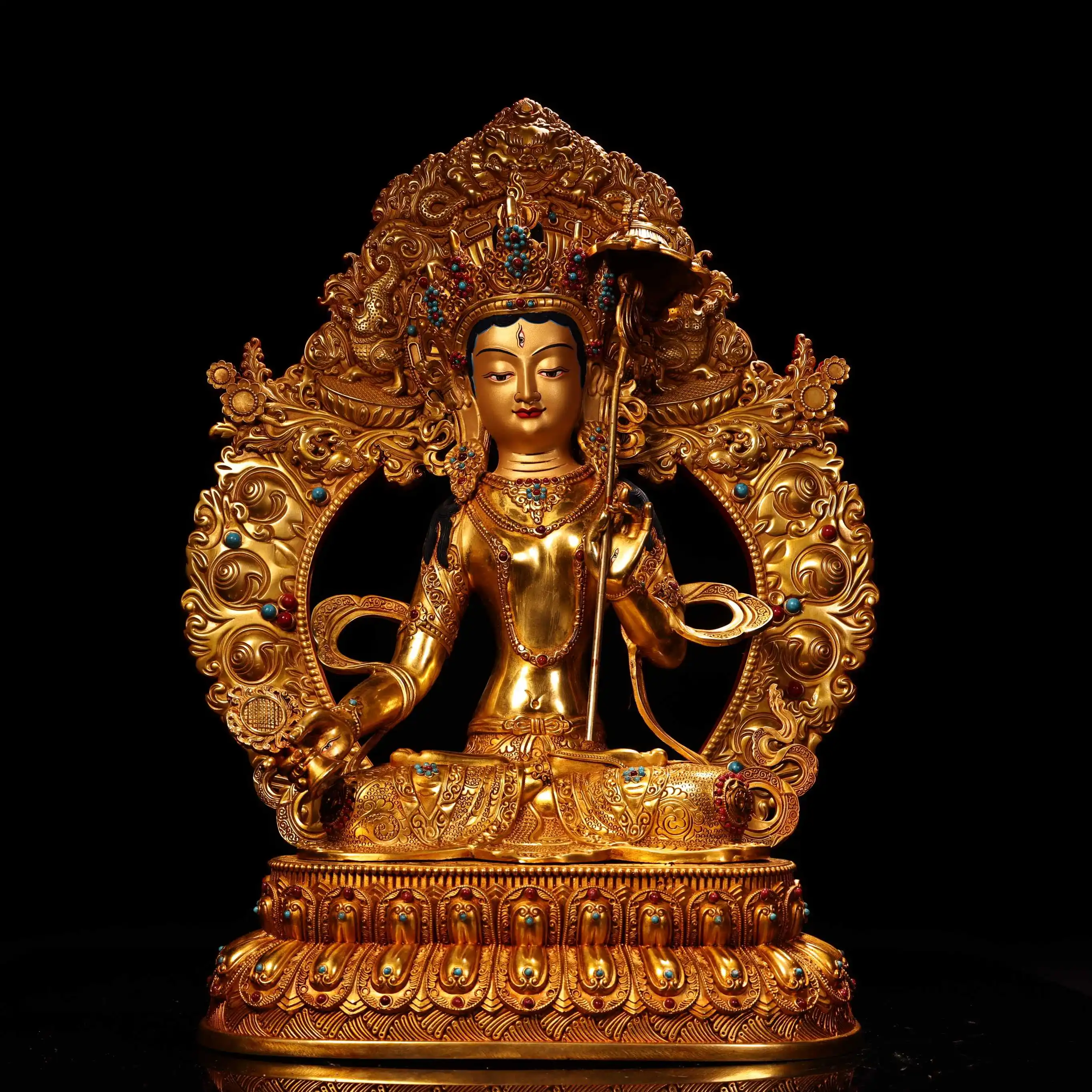 19"Tibetan Temple Collection Old Bronze Gilded High Relief Mosaic Gem ushnisha sitatapatra Buddha Lotus Terrace Worship Hall
19"Tibetan Temple Collection Old Bronze Gilded High Relief Mosaic Gem ushnisha sitatapatra Buddha Lotus Terrace Worship Hall