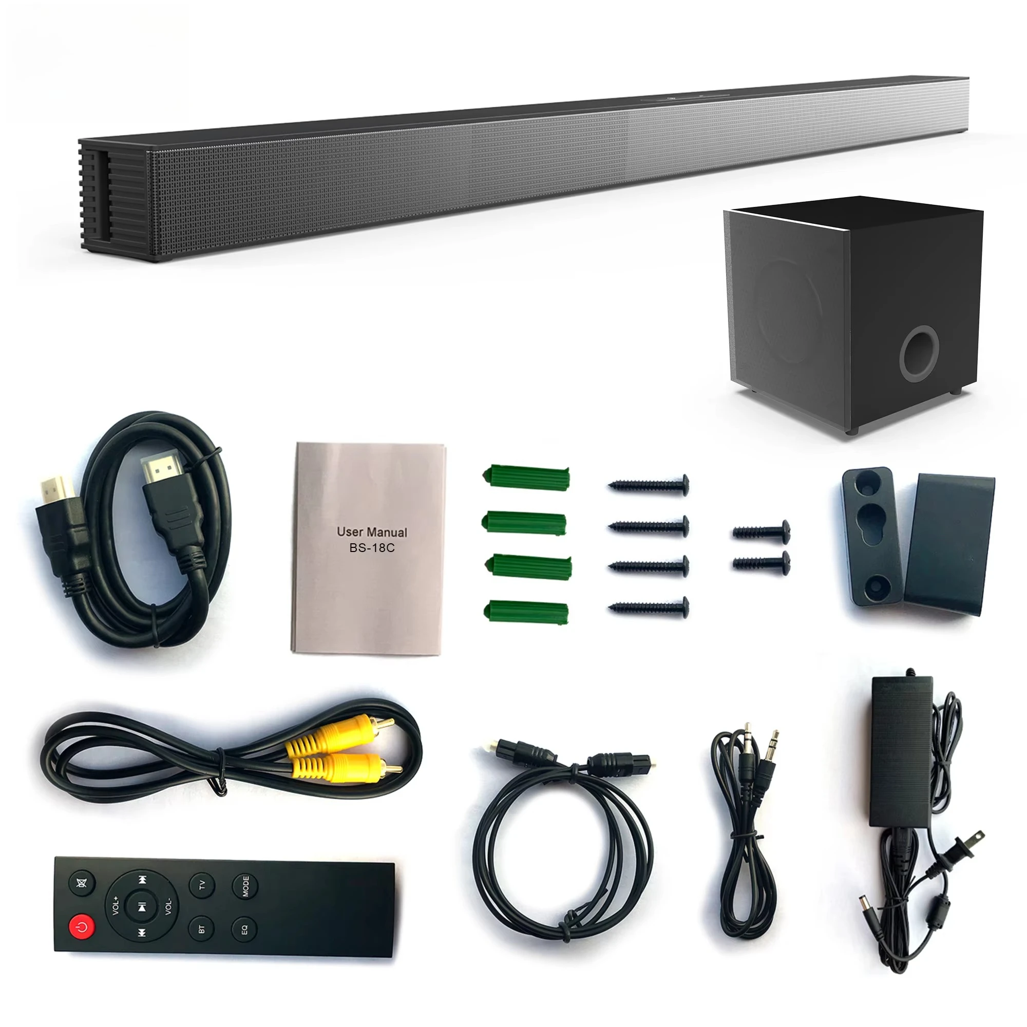 Sound Bar Compatible With 2.1 CH Soundbar With Subwoofer, (ARC)/Bluetooth 5.0/Optical/AUX
Sound Bar Compatible With 2.1 CH Soundbar With Subwoofer, (ARC)/Bluetooth 5.0/Optical/AUX