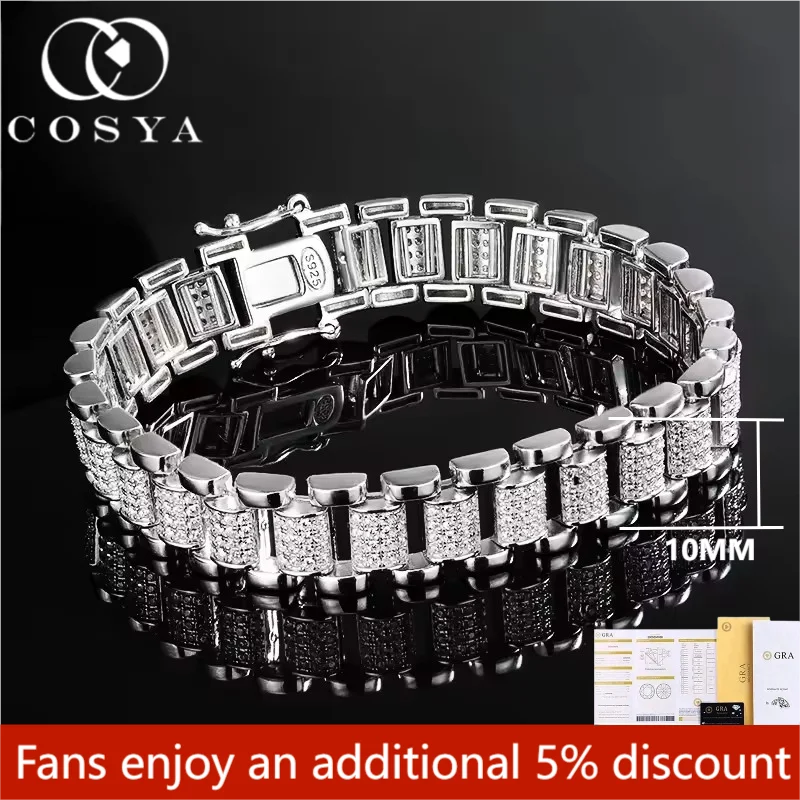 COSYA 10mm Moissanite Cuban Link Bracelet GRA Certified Full Lab Diamond 925 Sterling Silver Plated White Gold for Men Women
COSYA 10mm Moissanite Cuban Link Bracelet GRA Certified Full Lab Diamond 925 Sterling Silver Plated White Gold for Men Women