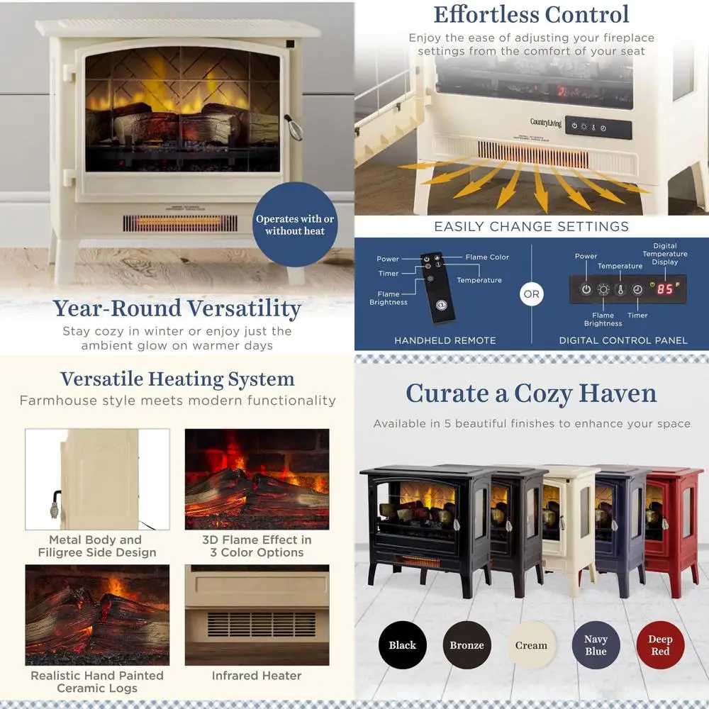 Инфракрасный электрический камин-обогреватель кремового цвета с разноцветным пламенем, имитацией металлических и деревянных бревен, поддержкой Alexa/Wi-Fi, с пультом ДУ
Инфракрасный электрический камин-обогреватель кремового цвета с разноцветным пламенем, имитацией металлических и деревянных бревен, поддержкой Alexa/Wi-Fi, с пультом ДУ