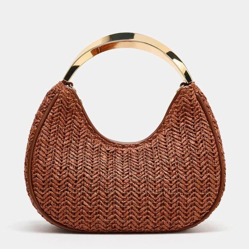 2026 New Trend Gold Metallic Handle Women's Woven Half Moon Bag Summer Fashion Bohemian Woven Straw Beach Bag Handbag and Purse
2026 New Trend Gold Metallic Handle Women's Woven Half Moon Bag Summer Fashion Bohemian Woven Straw Beach Bag Handbag and Purse