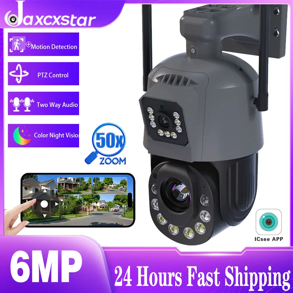 6MP 3K Dual Lens Wifi PTZ security Camera Outdoor 50X Optical Zoom Human Detection Color Night Vision Video surveillance Camera
6MP 3K Dual Lens Wifi PTZ security Camera Outdoor 50X Optical Zoom Human Detection Color Night Vision Video surveillance Camera