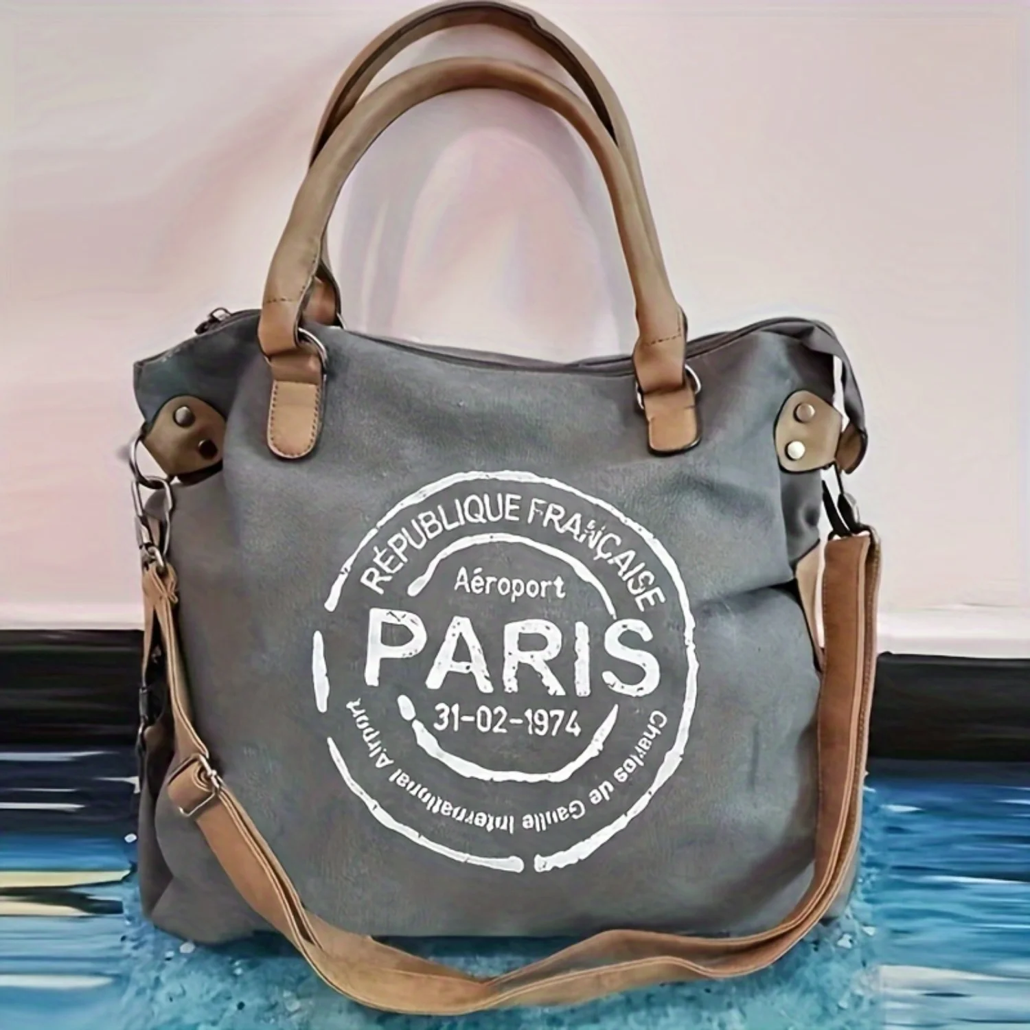 Chic Vintage Letter Print Canvas Bag with Large Capacity, Removable Strap & Zipper Closure - Ideal for Work, School & Travel
Chic Vintage Letter Print Canvas Bag with Large Capacity, Removable Strap & Zipper Closure - Ideal for Work, School & Travel