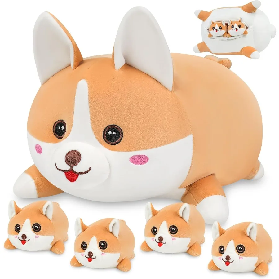 17 Corgi Plush Soft Stuffed Animal Dog Pillow Toy Corgi Mommy with 4 Baby Puppy Family Set Cute Birthday Gift for Boys Girls
17 Corgi Plush Soft Stuffed Animal Dog Pillow Toy Corgi Mommy with 4 Baby Puppy Family Set Cute Birthday Gift for Boys Girls