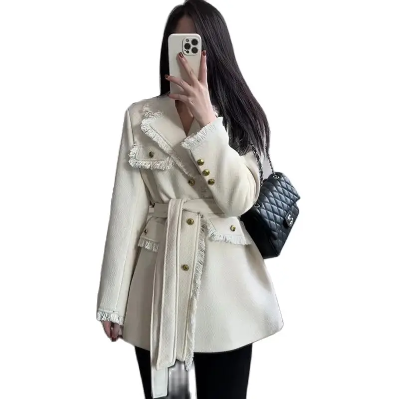 Women's Clothing Autumn Winter New Thickened Tweed Suit Coat Fashion Turn Collar Clip Cotton Fragrant Blazers Female 
Women's Clothing Autumn Winter New Thickened Tweed Suit Coat Fashion Turn Collar Clip Cotton Fragrant Blazers Female