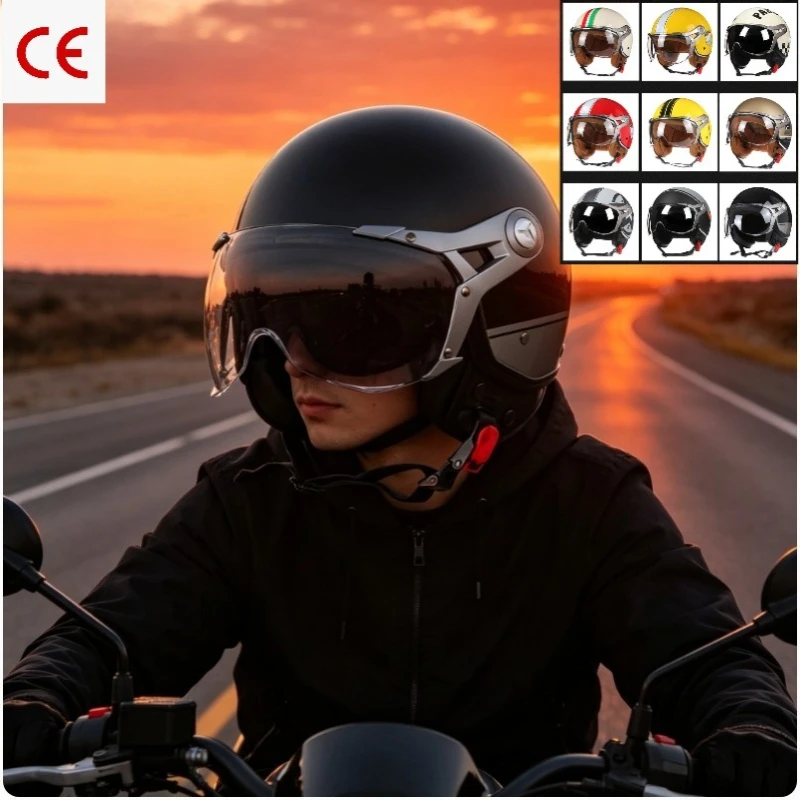 Vintage TT&CO CASCOS Motorcycle Jet Helmet Removable Visor 3/4 Open Half Helmet Retro Scooter Capacete Moto for Men Women Rider
Vintage TT&CO CASCOS Motorcycle Jet Helmet Removable Visor 3/4 Open Half Helmet Retro Scooter Capacete Moto for Men Women Rider