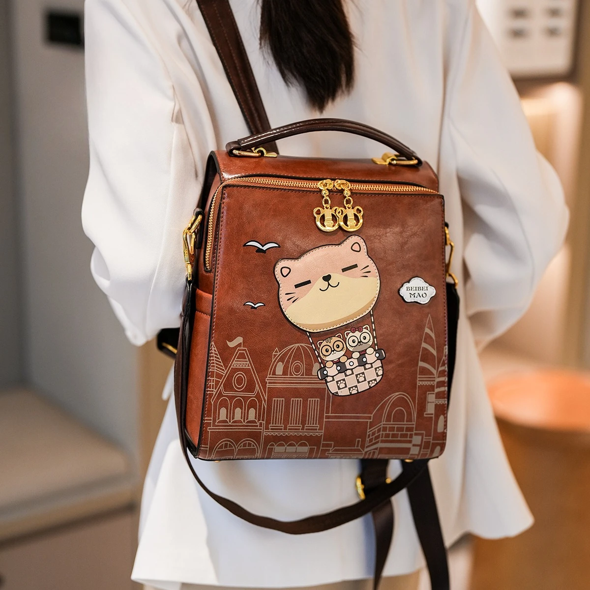 Women's Cute Cartoon Backpack Lightweight PU Leather Adjustable Strap Boho Chic Shoulder Bag Eco-Friendly Commuter Travel Purse
Women's Cute Cartoon Backpack Lightweight PU Leather Adjustable Strap Boho Chic Shoulder Bag Eco-Friendly Commuter Travel Purse