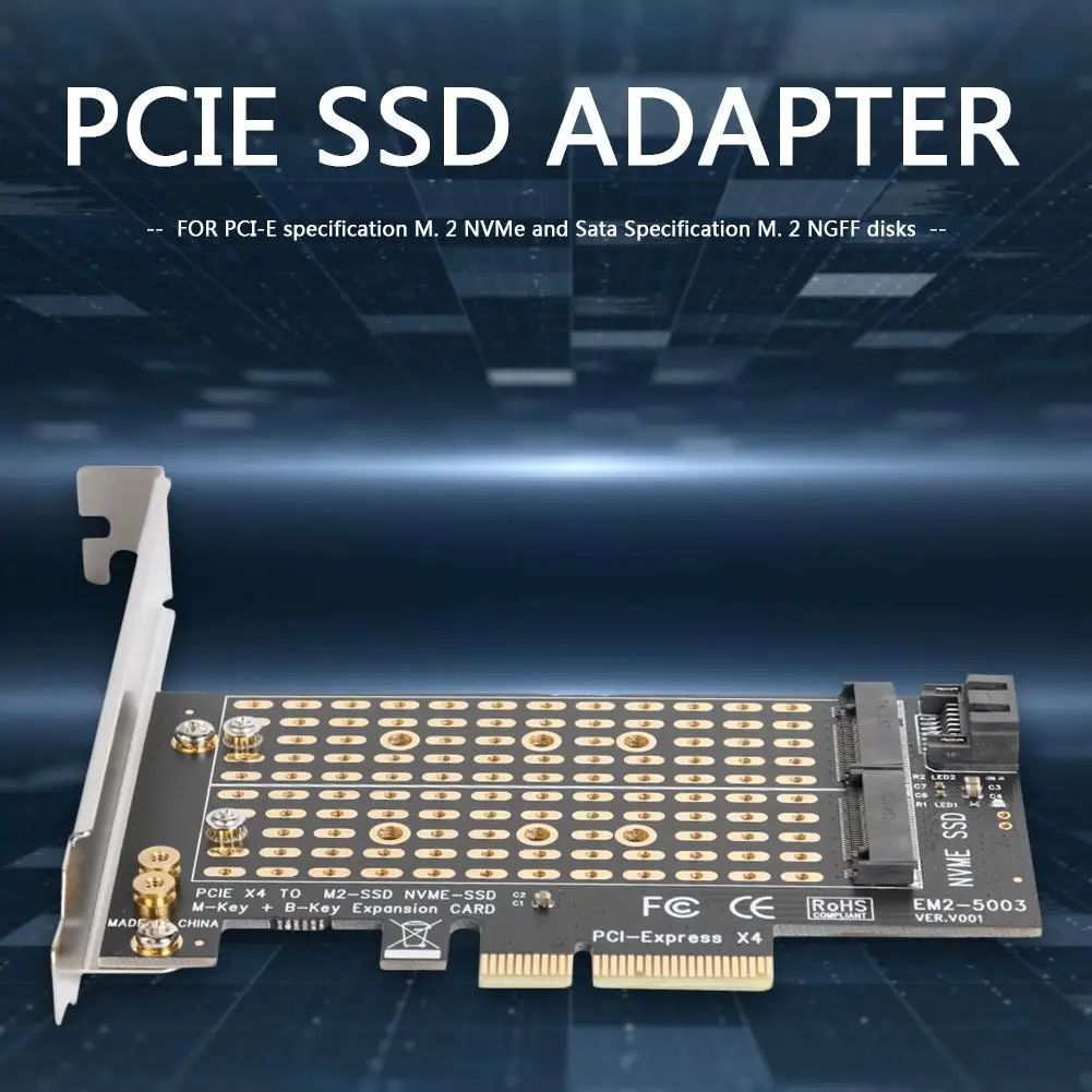 Адаптер M.2 NVMe на PCIe (M+B Key NGFF SSD) для PCI-E 3.0 X4 SATA, для карт расширения, аксессуары для домашних компьютеров
Адаптер M.2 NVMe на PCIe (M+B Key NGFF SSD) для PCI-E 3.0 X4 SATA, для карт расширения, аксессуары для домашних компьютеров