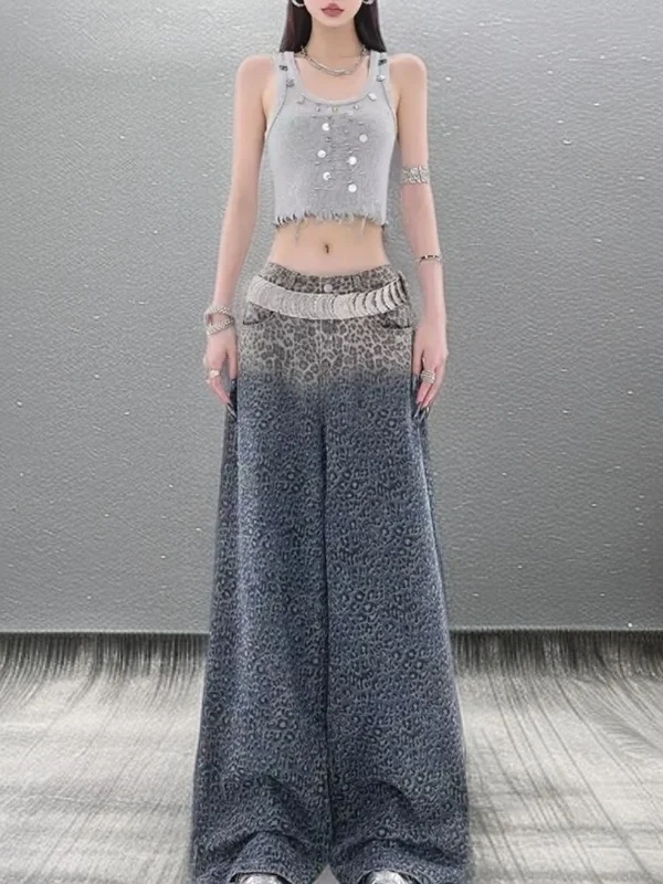High Waist Loose Leopard Print Denim Pants Spring Fashion plus Size Wide Leg Pants Casual Style Multi Pocket Water Washed
High Waist Loose Leopard Print Denim Pants Spring Fashion plus Size Wide Leg Pants Casual Style Multi Pocket Water Washed