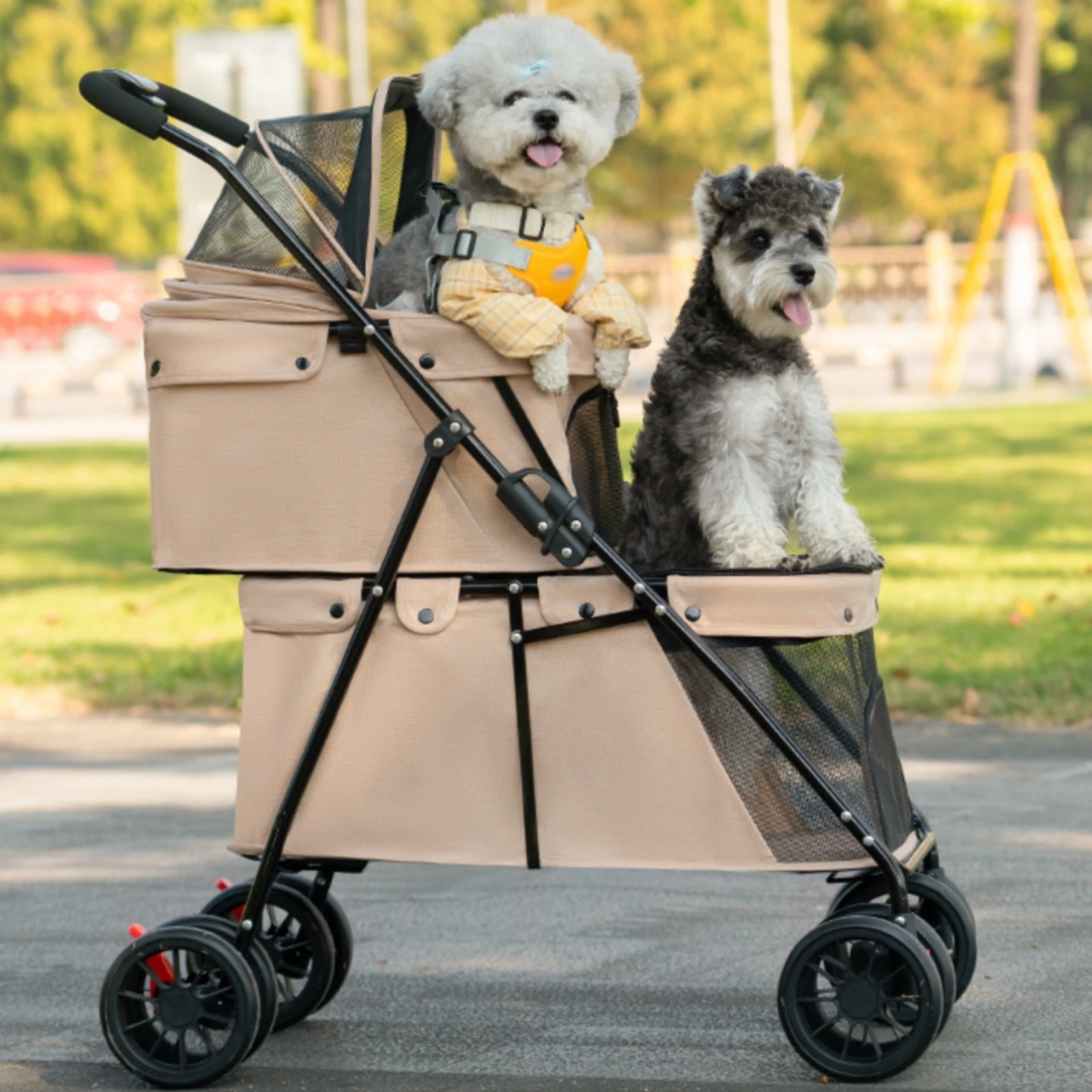 Double Layer Dog Feline Stroller Large Space Double Deck Pet Stroller Breathable Mesh for Outdoor, Travel
Double Layer Dog Feline Stroller Large Space Double Deck Pet Stroller Breathable Mesh for Outdoor, Travel