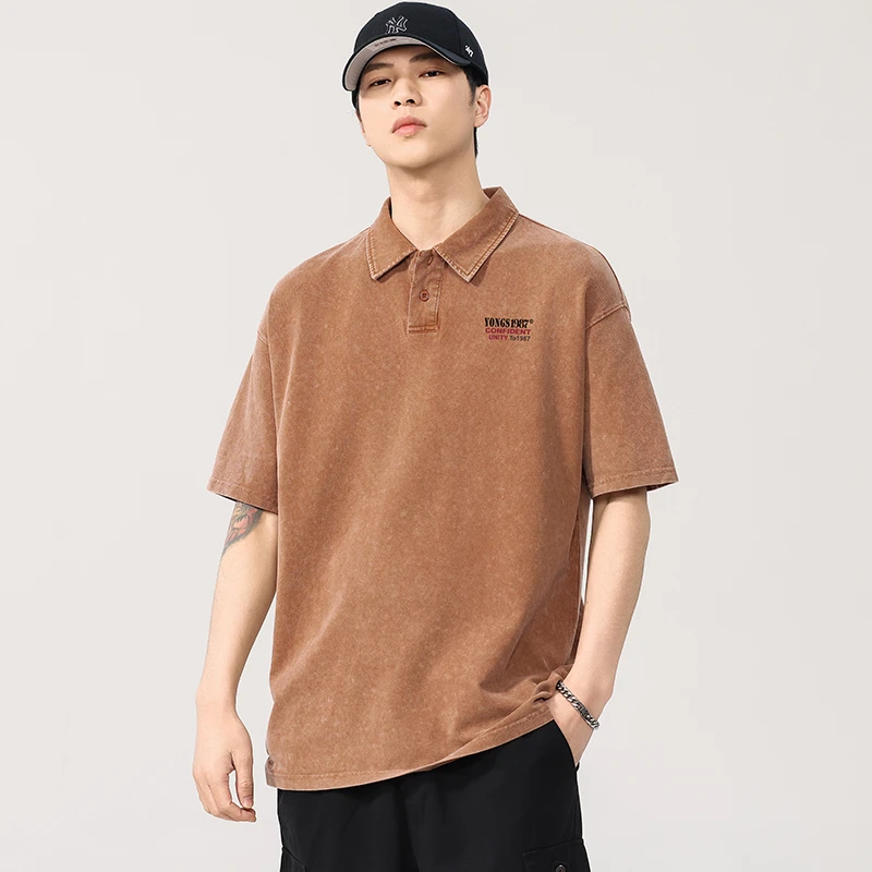 Men Summer Streetwear Vintage Fashion Loose Casual Short Sleeve Plus Size Washed Polo T Shirts Cityboy Oversize T-shirt
Men Summer Streetwear Vintage Fashion Loose Casual Short Sleeve Plus Size Washed Polo T Shirts Cityboy Oversize T-shirt