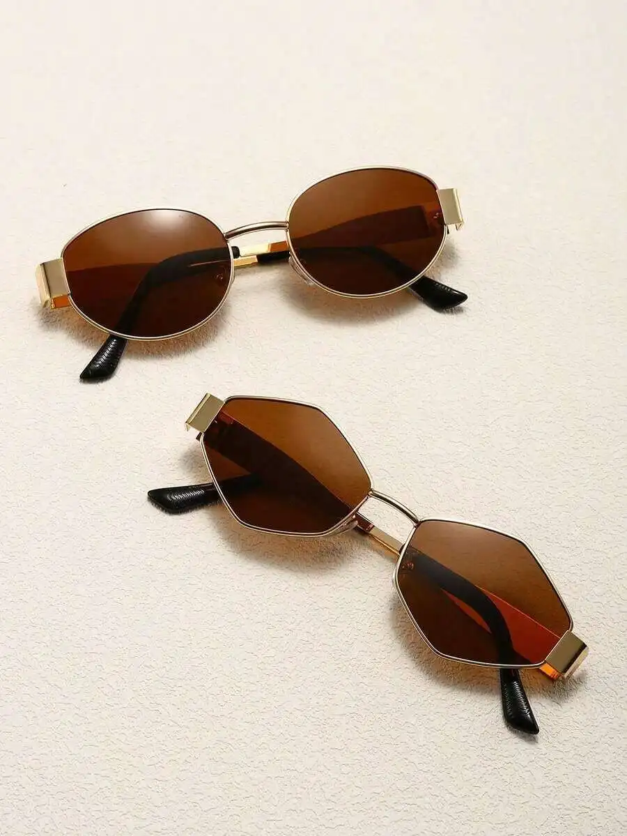 2 Pcs Metal Frame Oval And Hexagonal Retro Fashion Sunglasses For Women Casual Outdoor Travel
2 Pcs Metal Frame Oval And Hexagonal Retro Fashion Sunglasses For Women Casual Outdoor Travel