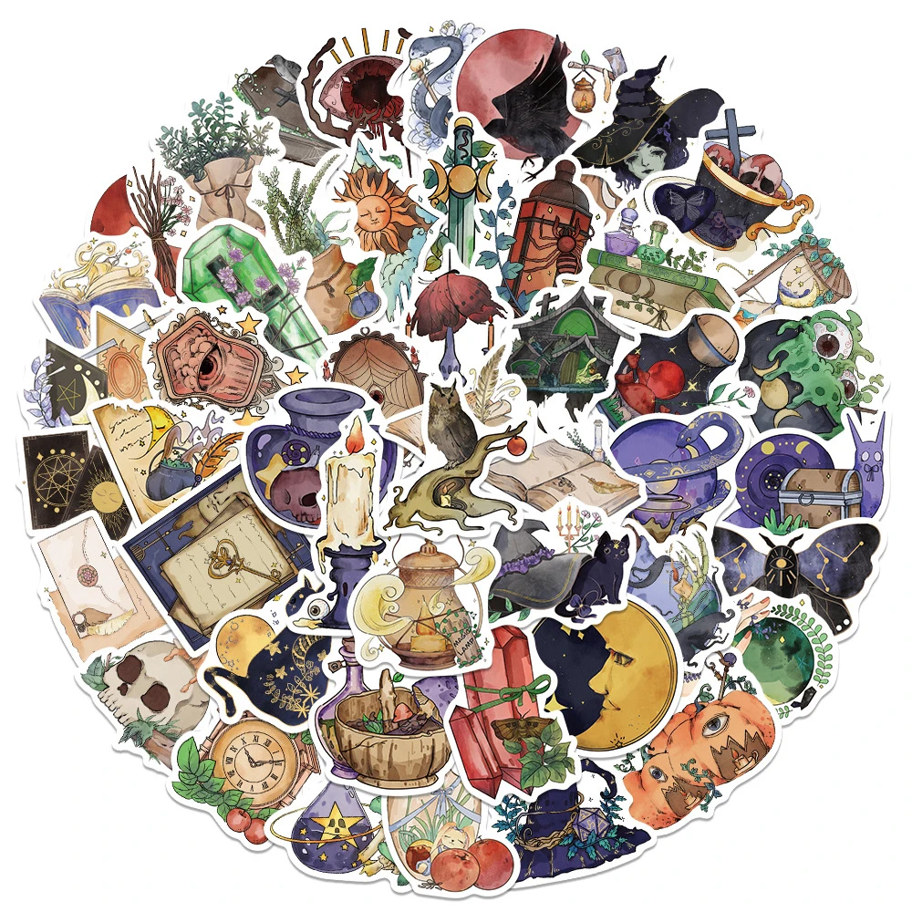 10/30/50pcs Vintage Cartoon Witch Gothic Stickers Watercolor Aesthetic Sticker Decoration Notebook Guitar Phone Decals Wholesale
10/30/50pcs Vintage Cartoon Witch Gothic Stickers Watercolor Aesthetic Sticker Decoration Notebook Guitar Phone Decals Wholesale