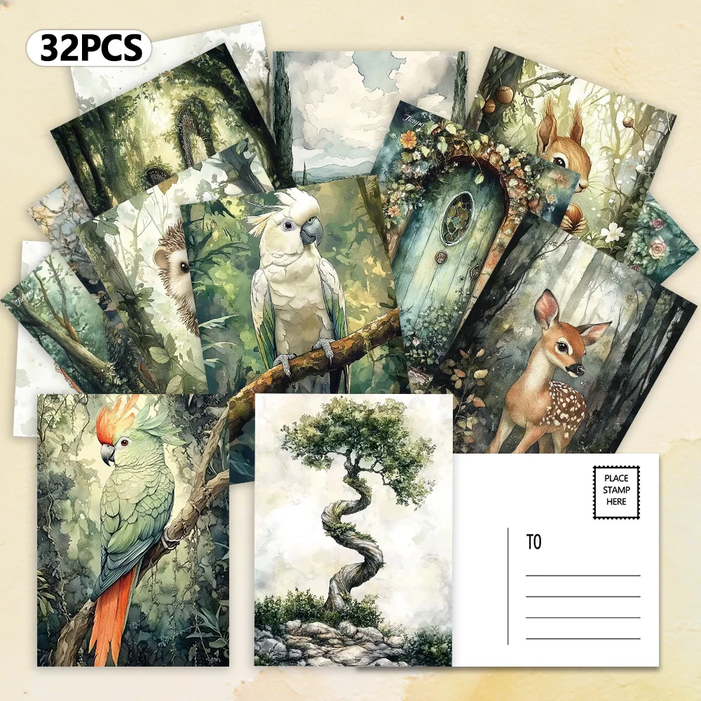 32pcs, illustrated forest postcards, wall stickers, mailing cards, greeting cards, DIY postcards, commemorative postcards
32pcs, illustrated forest postcards, wall stickers, mailing cards, greeting cards, DIY postcards, commemorative postcards