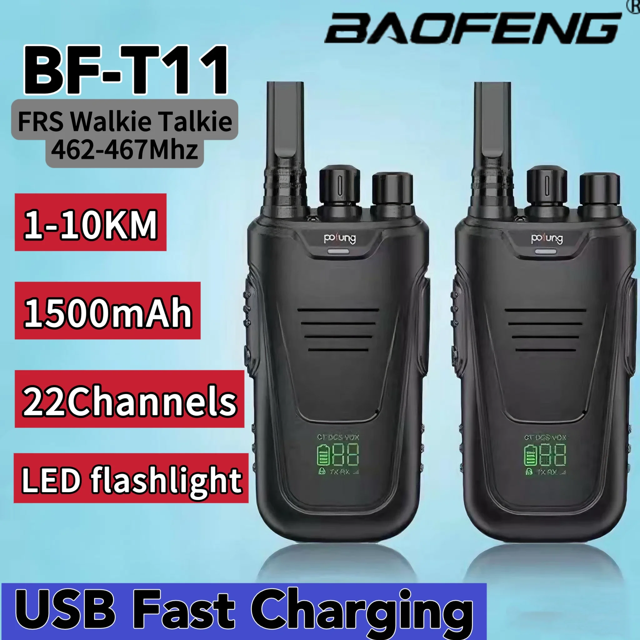 Baofeng 2PCS BF-T11 Free Ham Two Way Radios Walkie Talkie Mini Small USB Charger For Adult 2W FRS 1-10KM Battery Portable VOX
Baofeng 2PCS BF-T11 Free Ham Two Way Radios Walkie Talkie Mini Small USB Charger For Adult 2W FRS 1-10KM Battery Portable VOX