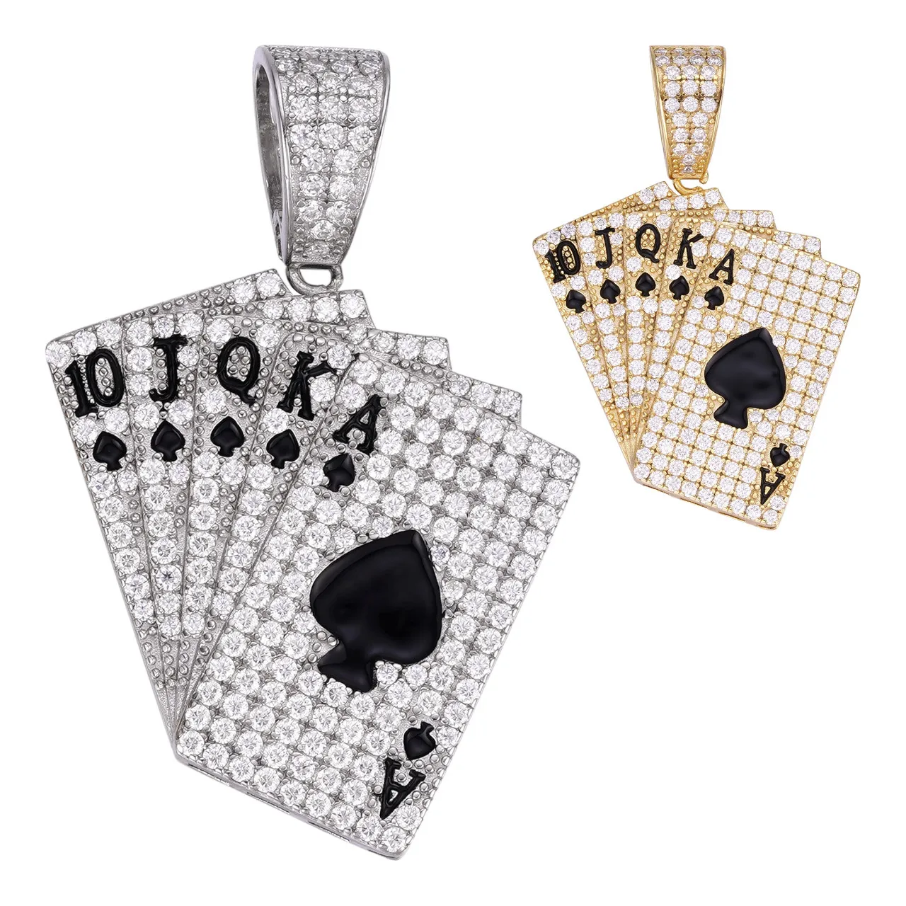 Men's Vintage Style Royal Flush Poker Deck Pendant Moissanite Diamond With 18K Gold And 925 Silver Plating For Fashion Jewelry
Men's Vintage Style Royal Flush Poker Deck Pendant Moissanite Diamond With 18K Gold And 925 Silver Plating For Fashion Jewelry