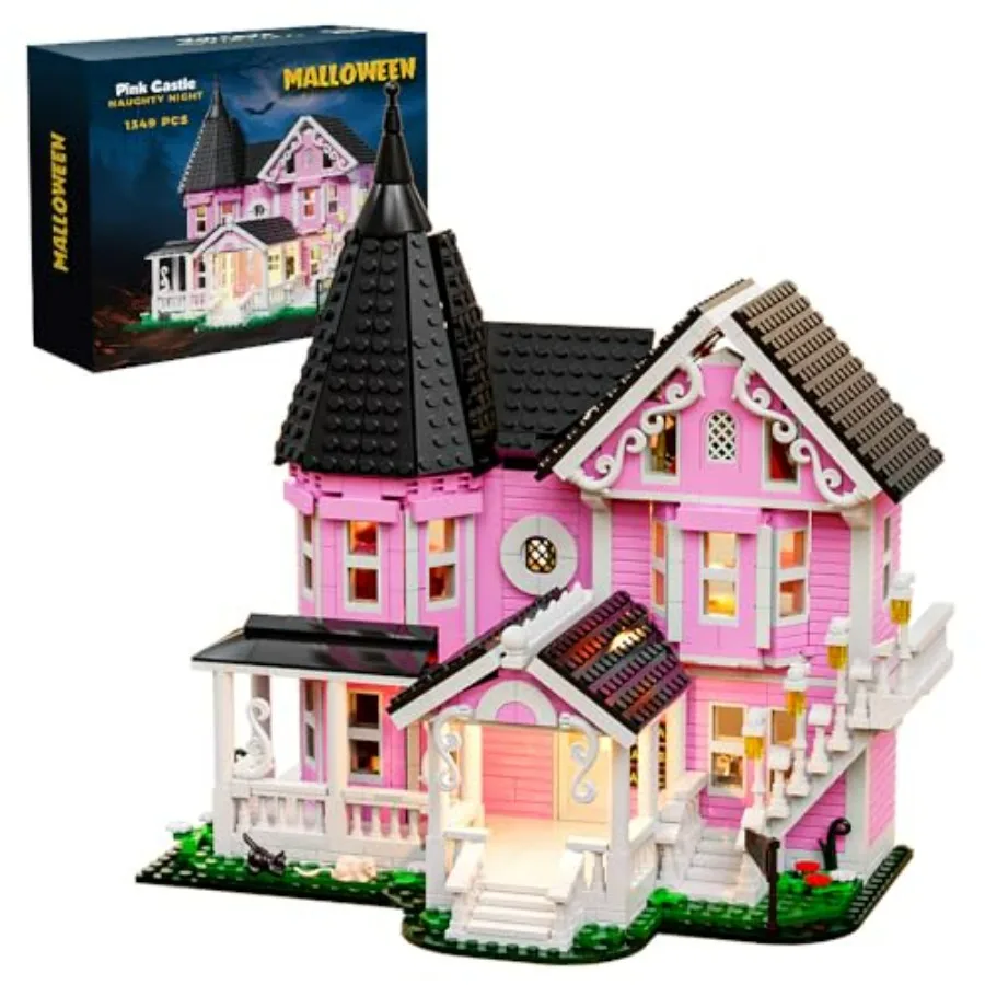 Halloween haunted house building set for teens and adults, pink palace design with lights, ABS plastic, 1349PCS, ideal for Chri
Halloween haunted house building set for teens and adults, pink palace design with lights, ABS plastic, 1349PCS, ideal for Chri