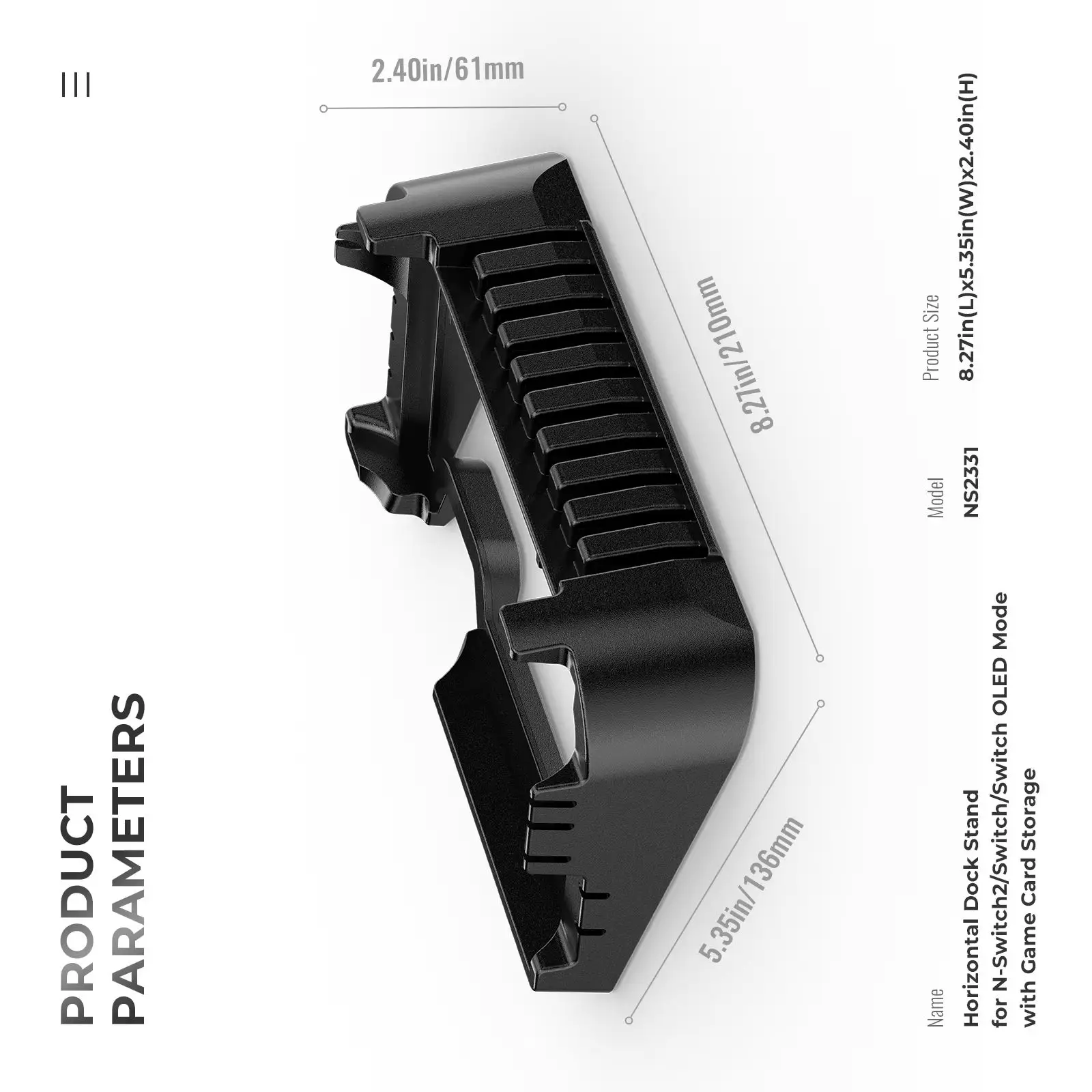 For Switch 2 Stand Angled Flat Dock for Small Cabinets - Gaming Console Accessory
For Switch 2 Stand Angled Flat Dock for Small Cabinets - Gaming Console Accessory