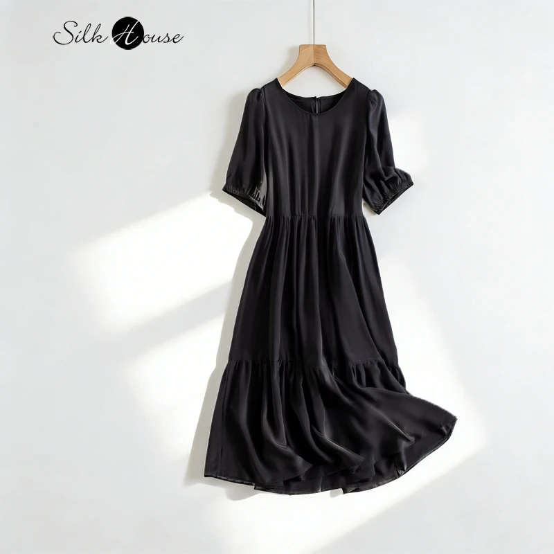2026 Women's Spring/Summer New 100% Natural Silk 03 Crepe De Chine Large Swing Bubble Sleeve Round Neck Black Loose Dress
2026 Women's Spring/Summer New 100% Natural Silk 03 Crepe De Chine Large Swing Bubble Sleeve Round Neck Black Loose Dress