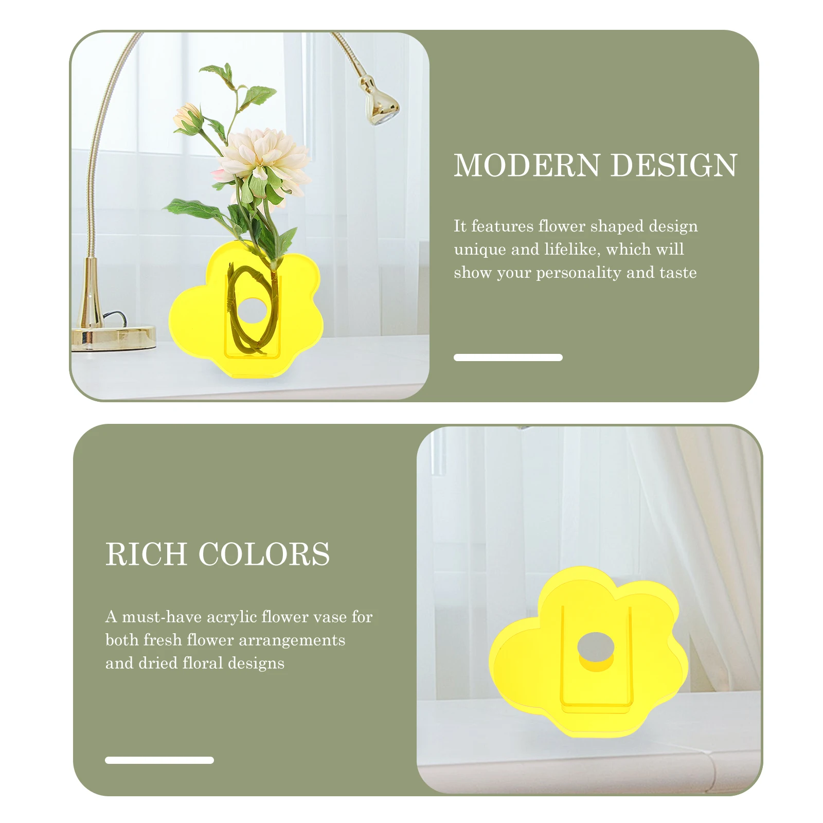 Vase for Flowers Acrylic Decor Decorative Colorful Vases Home Yellow Aesthetic Office
Vase for Flowers Acrylic Decor Decorative Colorful Vases Home Yellow Aesthetic Office