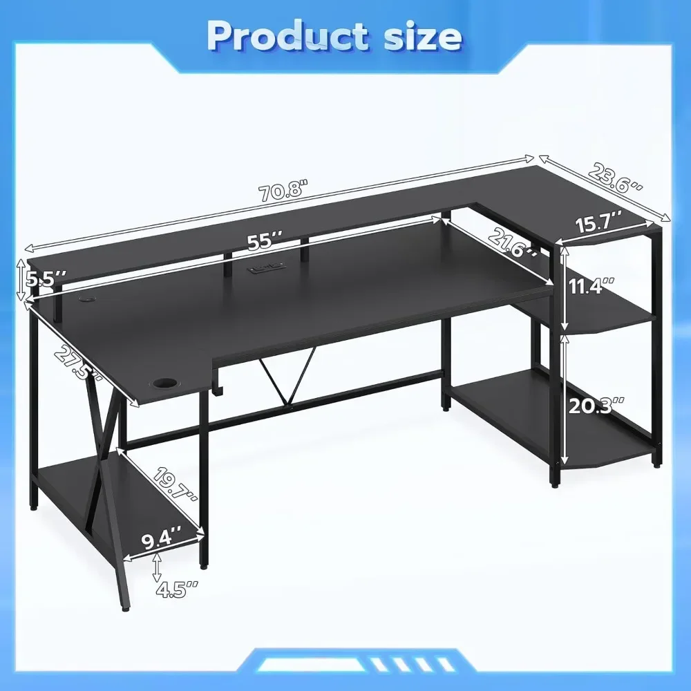 Computer Desk with Monitor Stand, Power Outlets and Cup Holder, Large PC Gamer Desk, for Bedroom, Living Room
Computer Desk with Monitor Stand, Power Outlets and Cup Holder, Large PC Gamer Desk, for Bedroom, Living Room