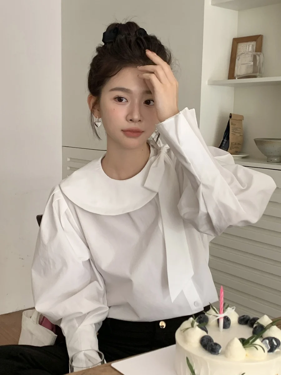 Fashionable Unique Women's Shirt Spring 2026 round Neck Lantern Sleeve Knot Design Simple Elegant Style Pure Color
Fashionable Unique Women's Shirt Spring 2026 round Neck Lantern Sleeve Knot Design Simple Elegant Style Pure Color