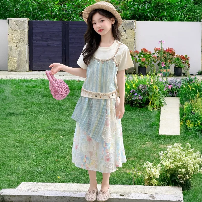 Children Clothes Girls Summer 2026 Bohemian Style Short Sleeve T Shirt and Floral Skirt Two Piece Set Vacation
Children Clothes Girls Summer 2026 Bohemian Style Short Sleeve T Shirt and Floral Skirt Two Piece Set Vacation