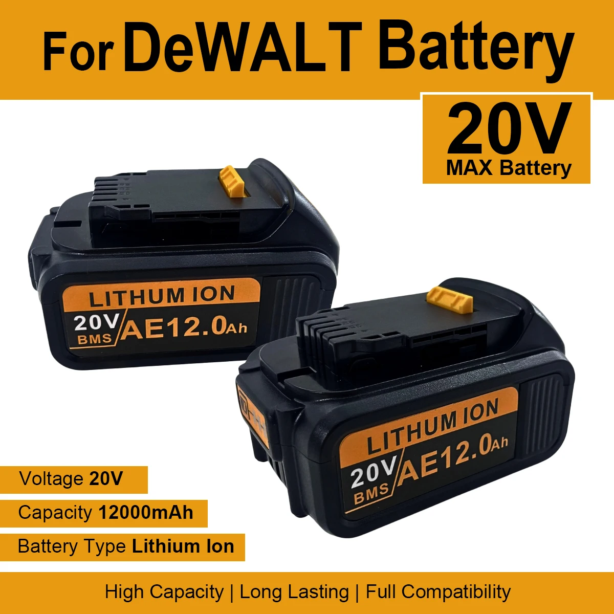 New Upgrade 20V MAX Battery For DeWALT 6.0Ah 8.0Ah 12.0Ah High Capacity Long Lasting Cordless Drill Wrench Power Tool Battery
New Upgrade 20V MAX Battery For DeWALT 6.0Ah 8.0Ah 12.0Ah High Capacity Long Lasting Cordless Drill Wrench Power Tool Battery