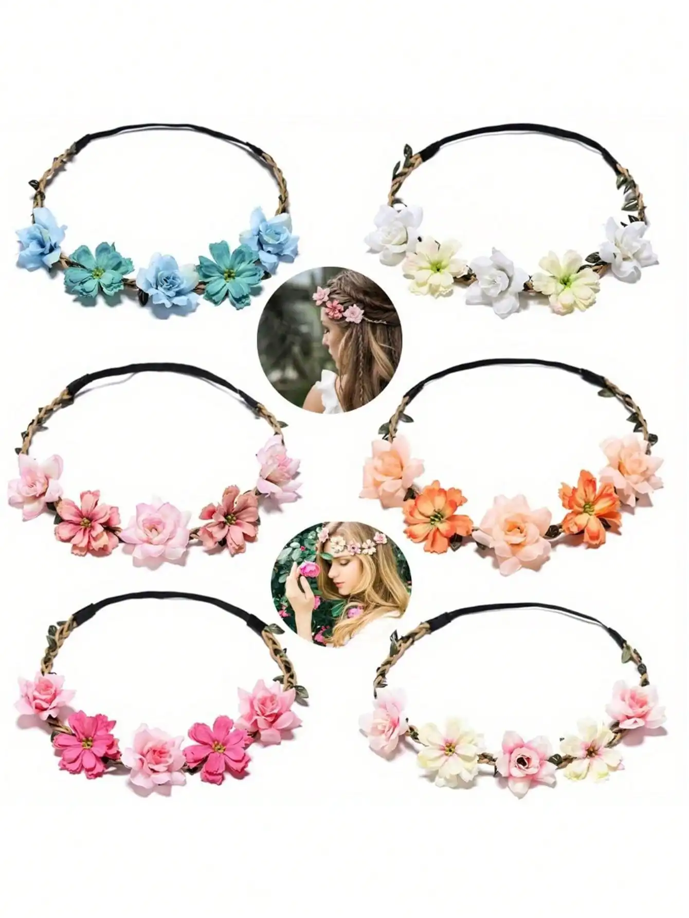6 PCS Flower Crown For Women Girls Flower Headbands Flower Girl Headpiece Bride Bridesmaid Wedding Headdress Boho Flower Head Bands Hair Wreath Accessories
6 PCS Flower Crown For Women Girls Flower Headbands Flower Girl Headpiece Bride Bridesmaid Wedding Headdress Boho Flower Head Bands Hair Wreath Accessories