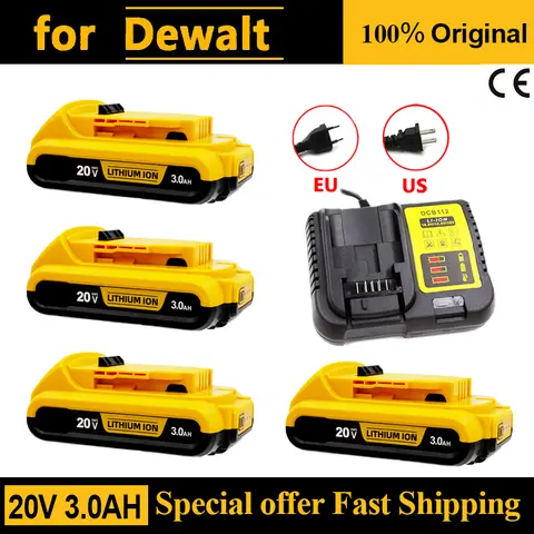 Genuine Replacement for DeWalt 20V 3Ah Lithium Battery, Compatible with DCD791 Drill, DCF887 Impact Driver, DCB206, DCB201