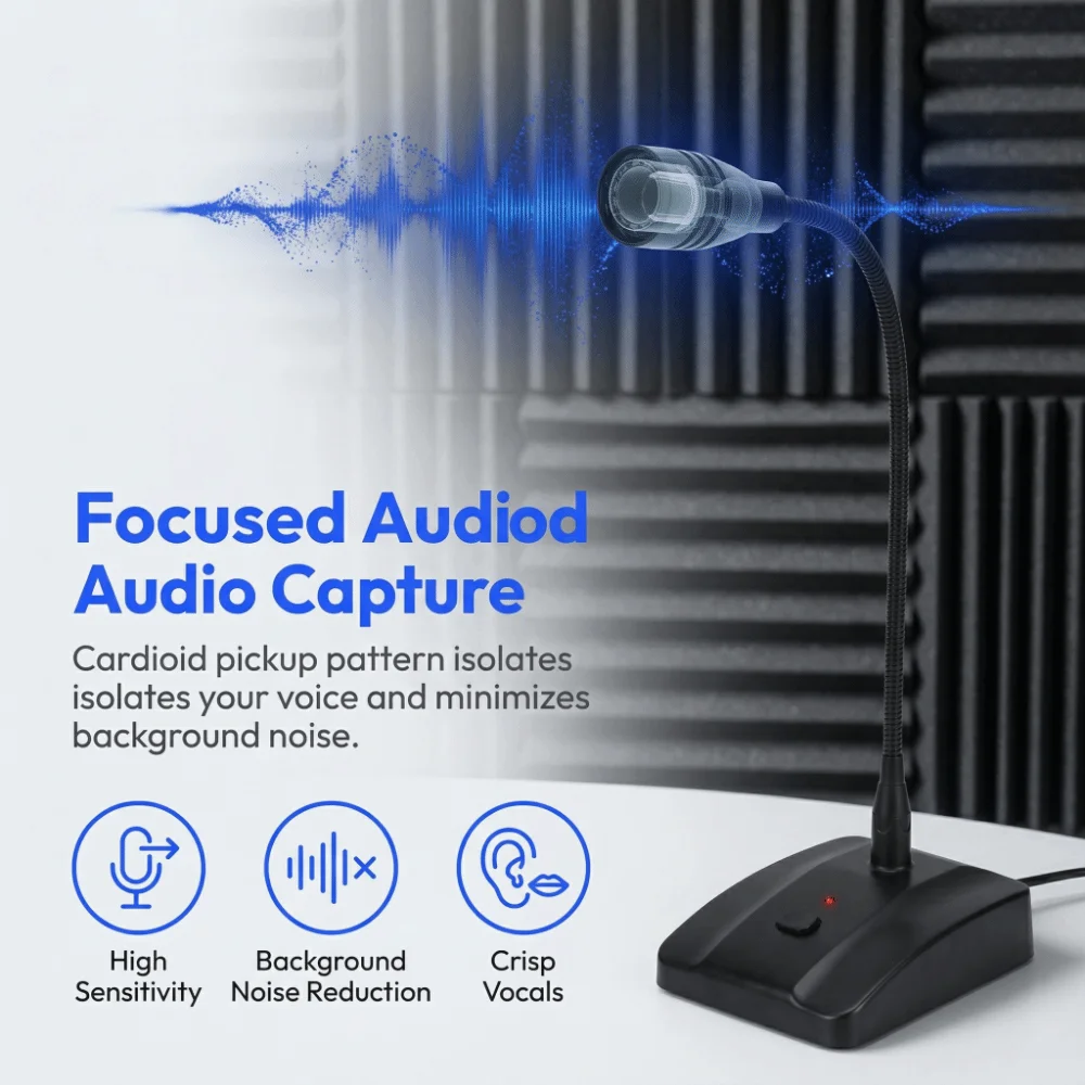 With Mute Button Desktop Wired Microphone 360° Adjustable Heart Shape Directivity Cardioid Condenser Microphone
With Mute Button Desktop Wired Microphone 360° Adjustable Heart Shape Directivity Cardioid Condenser Microphone
