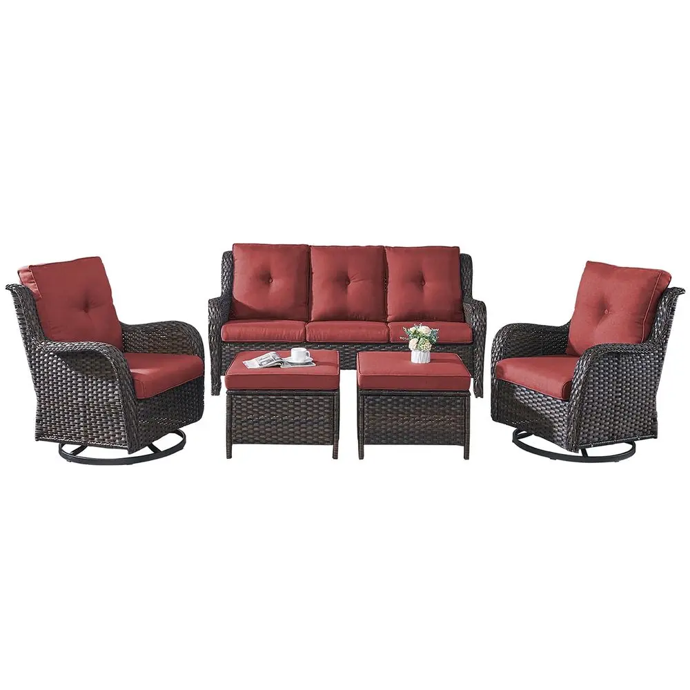Wicker Patio Furniture Set 5 Piece Rattan Outdoor Sectional Conversation Sets with 2 Rocking Swivel Chairs,2 Ottomans and 1 Sof
Wicker Patio Furniture Set 5 Piece Rattan Outdoor Sectional Conversation Sets with 2 Rocking Swivel Chairs,2 Ottomans and 1 Sof