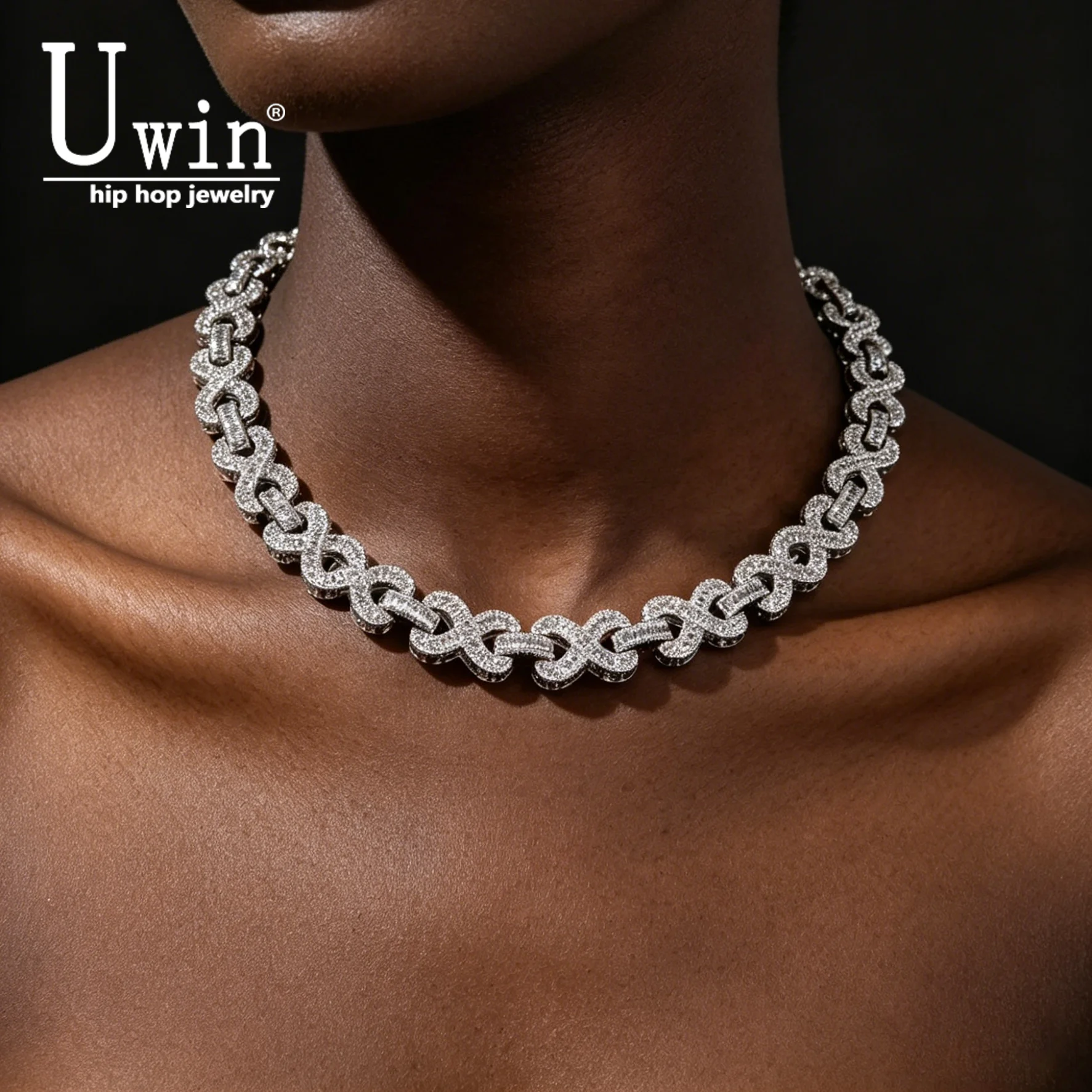 Uwin 14mm Number 8 Shape Infinity Link Bracelet Necklace Iced Out Baguettecz Cubic Ziconia Heavy Cuban Chain HipHop Jewelry
Uwin 14mm Number 8 Shape Infinity Link Bracelet Necklace Iced Out Baguettecz Cubic Ziconia Heavy Cuban Chain HipHop Jewelry