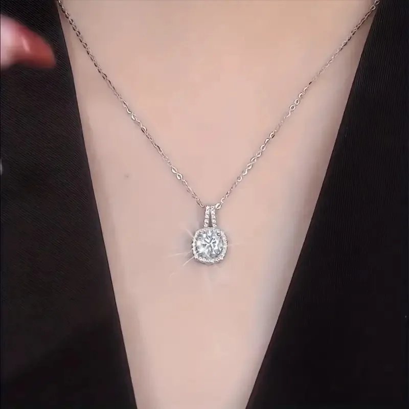 Женское белое ожерелье из стерлингового серебра с муассанитом для женщин, серебряное ожерелье, помолвка, подарок на день Святого Валентина, день рождения 
Женское белое ожерелье из стерлингового серебра с муассанитом для женщин, серебряное ожерелье, помолвка, подарок на день Святого Валентина, день рождения