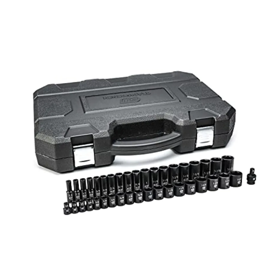 39 Pc. 1/2" Drive 6 Pt. Impact Socket Set, Standard and Deep, SAE - 84947N, Black
39 Pc. 1/2" Drive 6 Pt. Impact Socket Set, Standard and Deep, SAE - 84947N, Black