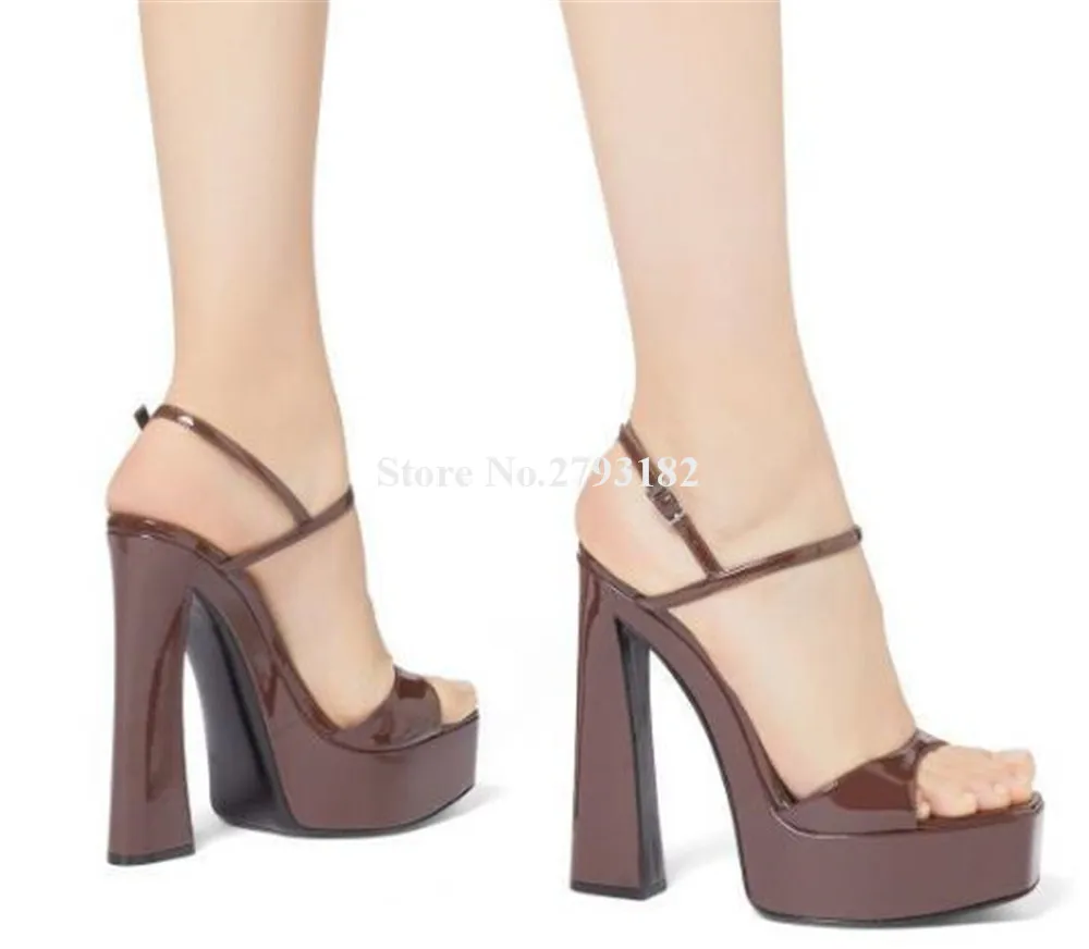Charming Wine Red Black Chunky Heel Sandals Open Toe Patent Leather Ankle Straps High Platform Dress Shoes Party Heels
Charming Wine Red Black Chunky Heel Sandals Open Toe Patent Leather Ankle Straps High Platform Dress Shoes Party Heels