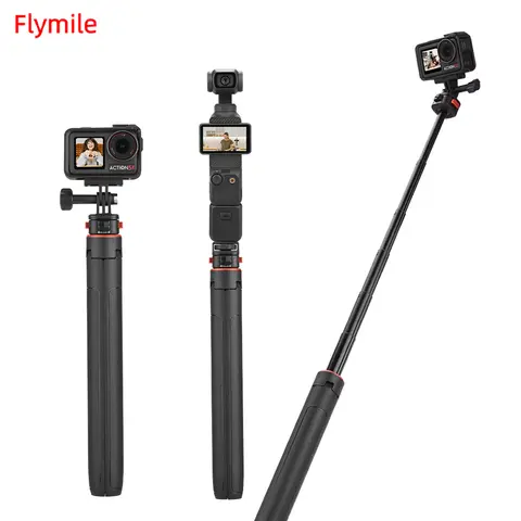 Flymile Retractable Selfie Stick/Tripod For DJI Action 5 Pro/Pocket 3 Action  Camera Live/Extreme Sports/Record Life Tools