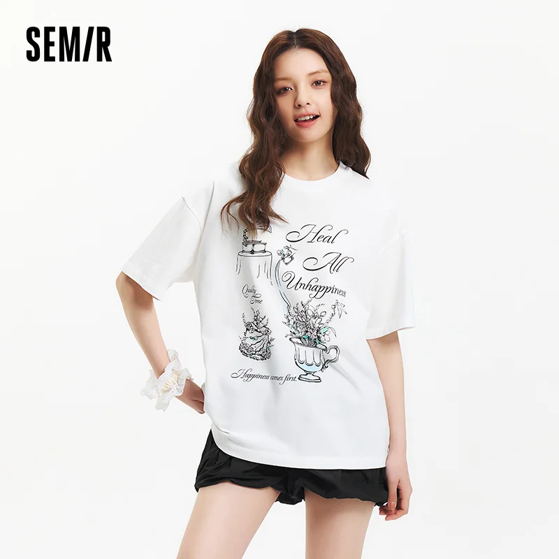 Женская футболка Semir с коротким рукавом, средний и длинный стиль из чистого хлопка, новинка 2025, стильный летний топ большого размера
Женская футболка Semir с коротким рукавом, средний и длинный стиль из чистого хлопка, новинка 2025, стильный летний топ большого размера