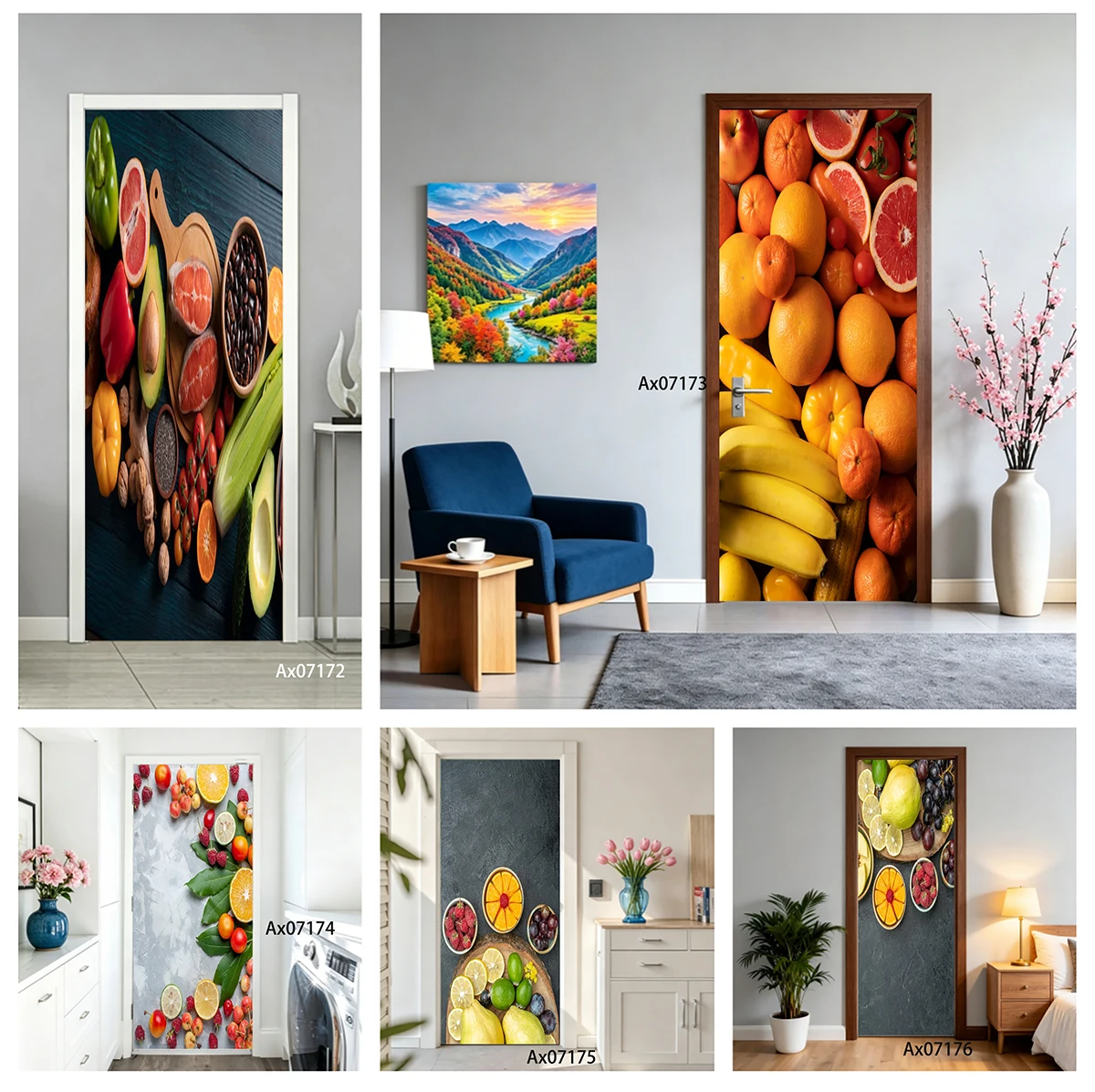 Fresh Fruit Vegetable Food Door Sticker, Self Adhesive Realistic Vertical Door Mural for Kitchen Cafe Restaurant Home Decoration
Fresh Fruit Vegetable Food Door Sticker, Self Adhesive Realistic Vertical Door Mural for Kitchen Cafe Restaurant Home Decoration