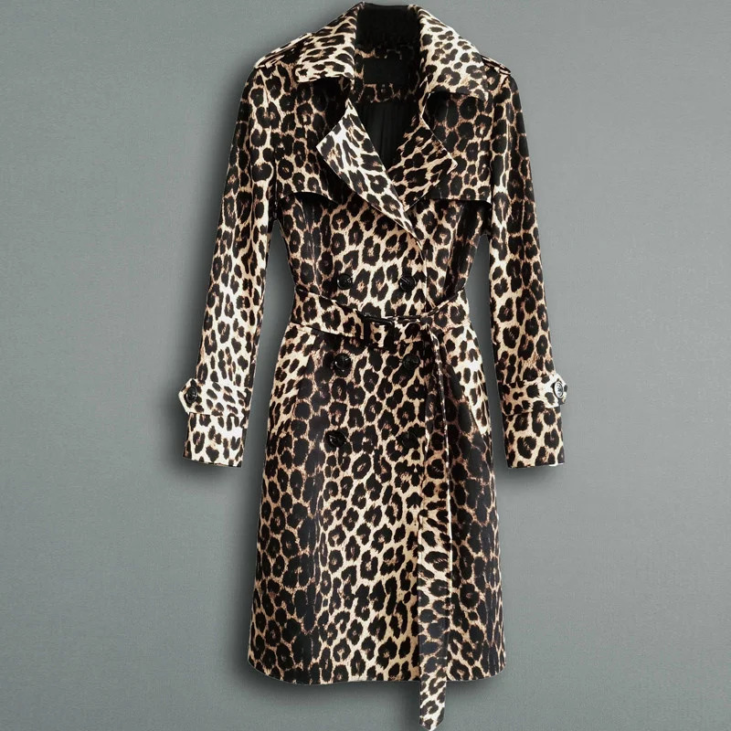 Autumn New Fashion Mid Long Leopard Print Trench Coat Women Belt Double Breasted Windbreaker Korean Casual Slim Overcoat Female
Autumn New Fashion Mid Long Leopard Print Trench Coat Women Belt Double Breasted Windbreaker Korean Casual Slim Overcoat Female