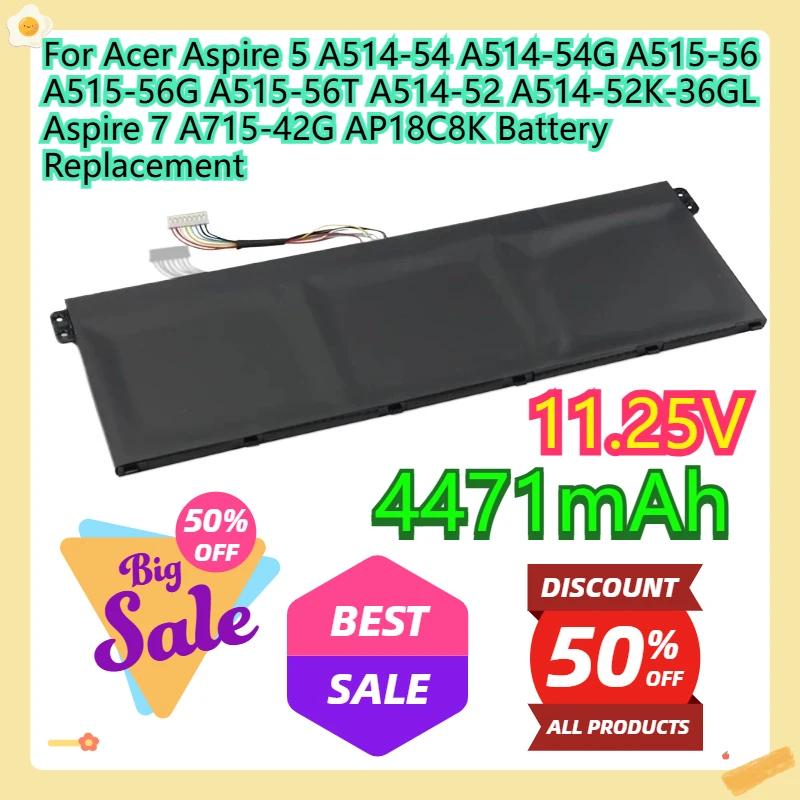 For Acer Aspire 5 A514-54 A514-54G A515-56 A515-56G A515-56T A514-52 A514-52K-36GL Aspire 7 A715-42G AP18C8K Battery Replacement
For Acer Aspire 5 A514-54 A514-54G A515-56 A515-56G A515-56T A514-52 A514-52K-36GL Aspire 7 A715-42G AP18C8K Battery Replacement