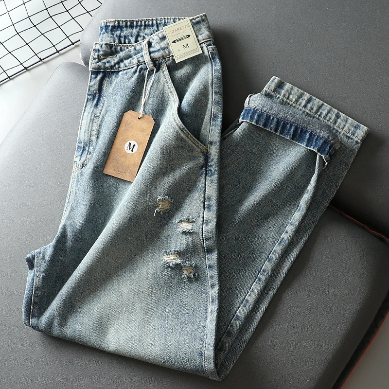 Retro Japanese Sle! Heavy Du Waed Bleached Distred Holes! Autumn Men's Loose Casual Harlan Denim Jeans Long Pants
Retro Japanese Sle! Heavy Du Waed Bleached Distred Holes! Autumn Men's Loose Casual Harlan Denim Jeans Long Pants