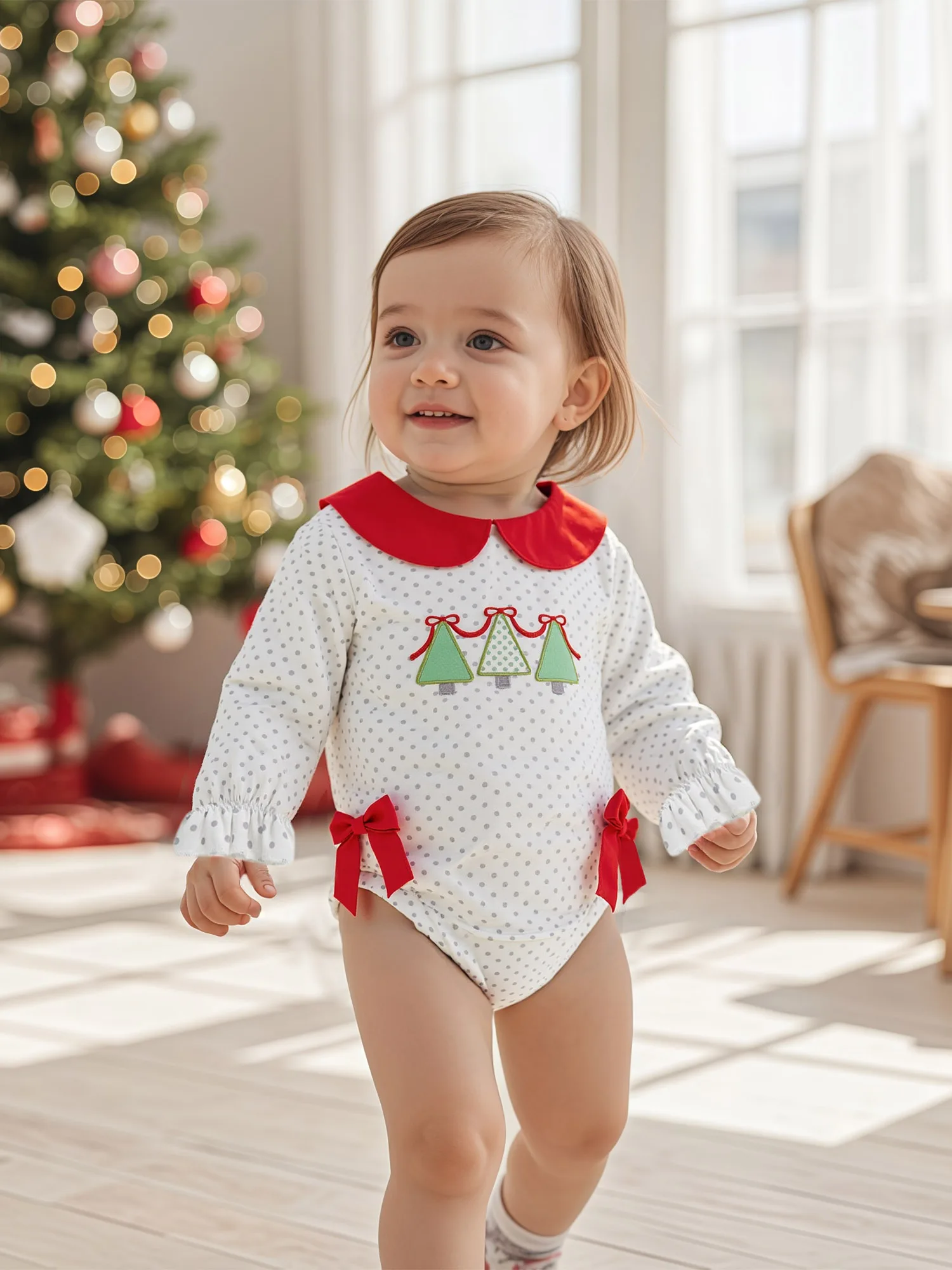 Baby Girl Christmas Bodysuit Long Sleeve Doll Collar Dots Print Bubble Romper Newborn Winter Playsuit
Baby Girl Christmas Bodysuit Long Sleeve Doll Collar Dots Print Bubble Romper Newborn Winter Playsuit