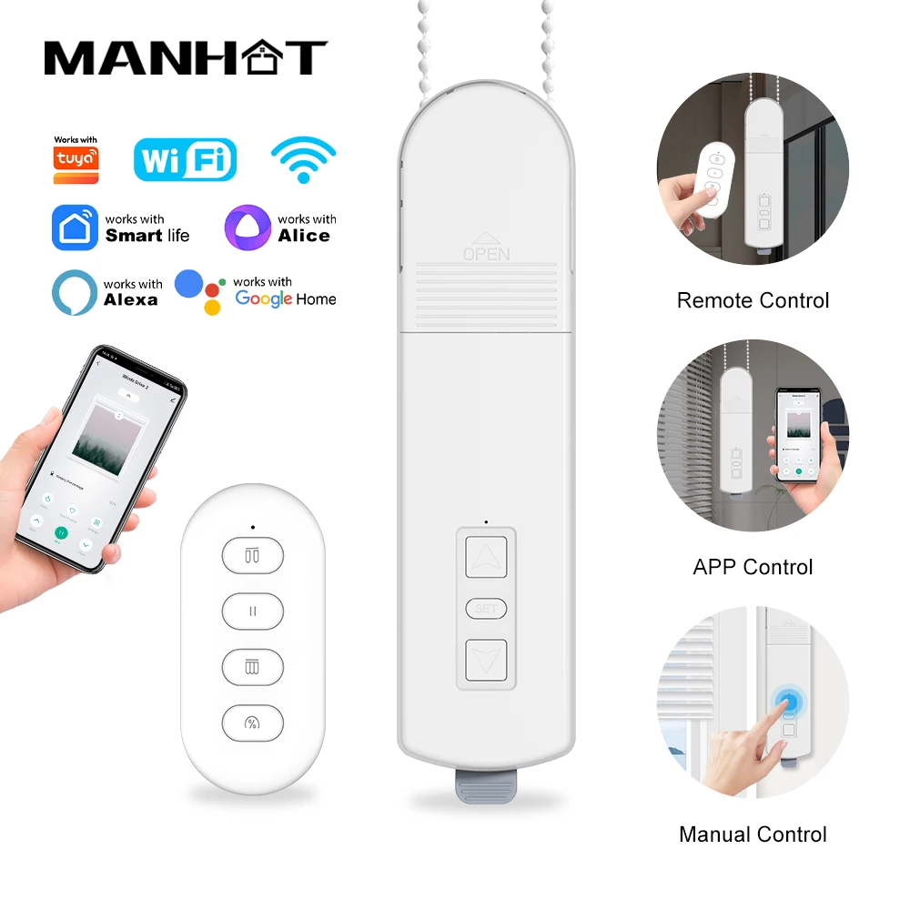 MANHOT Wifi Smart DIY New Motorized Roller Blinds/Shades Drive Motor Hub Smart Life APP Google Home Voice Control Alexa
MANHOT Wifi Smart DIY New Motorized Roller Blinds/Shades Drive Motor Hub Smart Life APP Google Home Voice Control Alexa